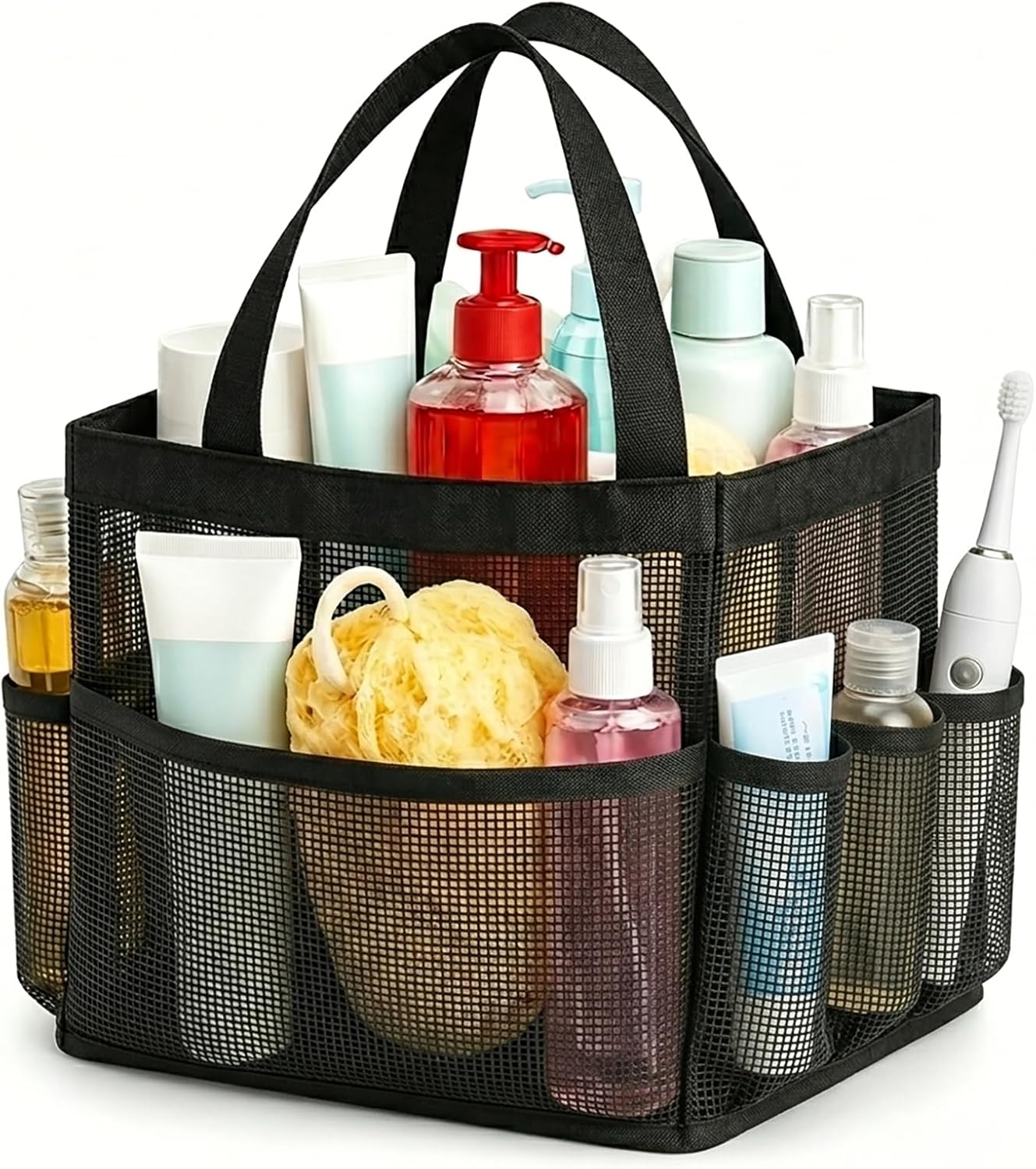 Mesh Shower Caddy Portable for College Dorm Room Essentials, Shower Caddy with 9 Pockets, Shower Bag for Toiletry, Camping, Swimming, Gym, Beach - Image 2