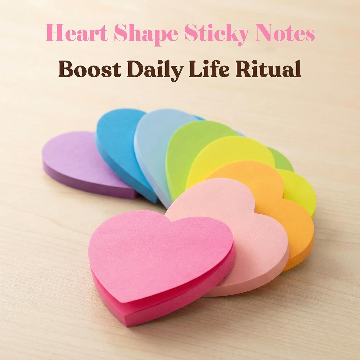 Heart Shaped Sticky Notes, 8 Bright Colors Cute Sticky Note Set, 82 Sheets/Pad, Easy to Post Self-Stick Note Pads for Girls, Women, Teachers School Office Supplies Planner Accessories - Image 8