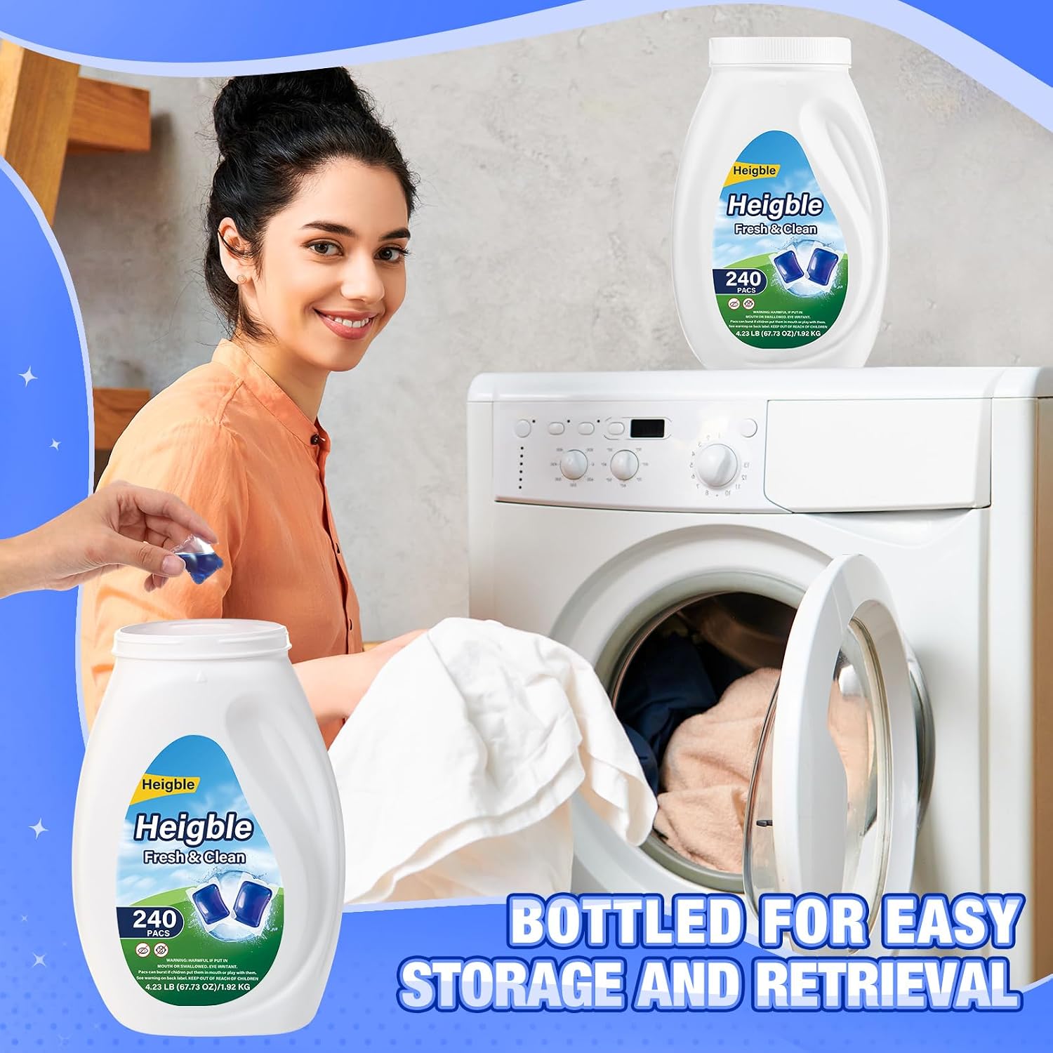 240 Count Laundry Detergent Pods Bulk Laundry Detergent Soap Pacs Ultra Concentrated for Clean Clothes Stain Fighting Fresh Scent(Bellflower Scent) - Image 7
