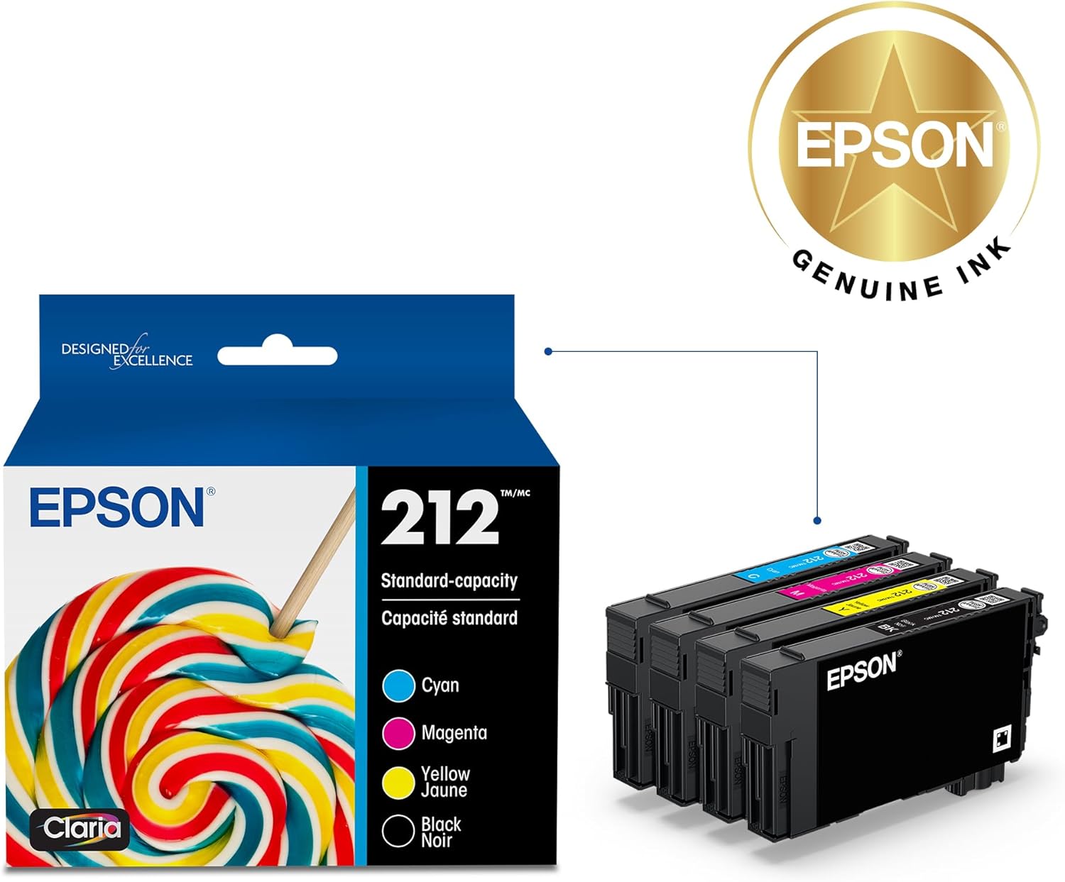 EPSON 212 Claria Ink Standard Capacity Black & Color Cartridge Combo Pack (T212120-BCS) Works with WorkForce WF-2830, 2850 and Expression XP-4100, 4105 - Image 2
