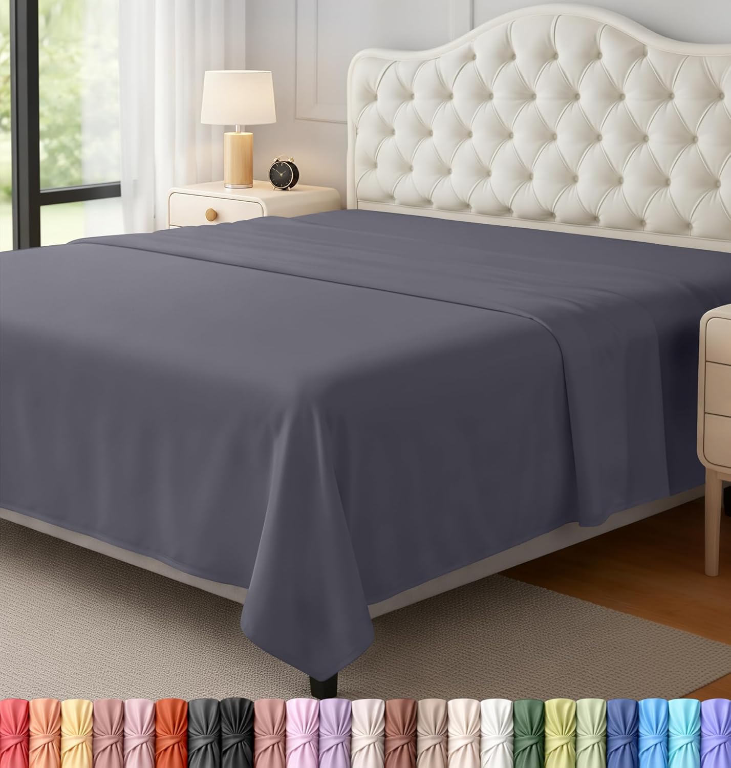 Utopia Bedding Flat Sheet - 1 Pack (Queen, Grey) - Soft Brushed Microfiber Fabric - Shrinkage & Fade Resistant Top Sheet - Easy Care Bed Sheet - Image 2