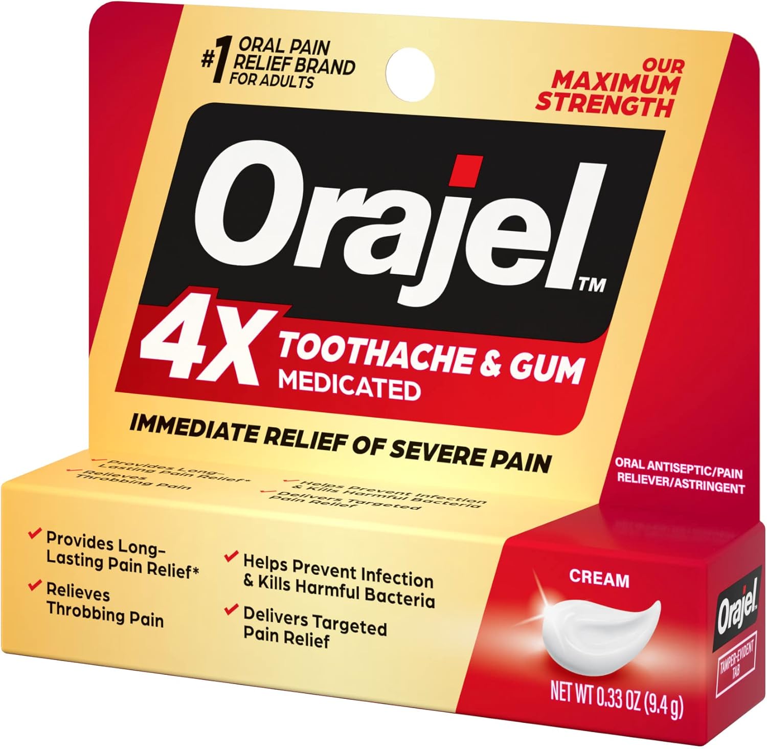 Orajel 4X for Toothache & Gum Pain: Severe Cream Tube 0.33oz- From Oral Pain Relief Brand - Image 13