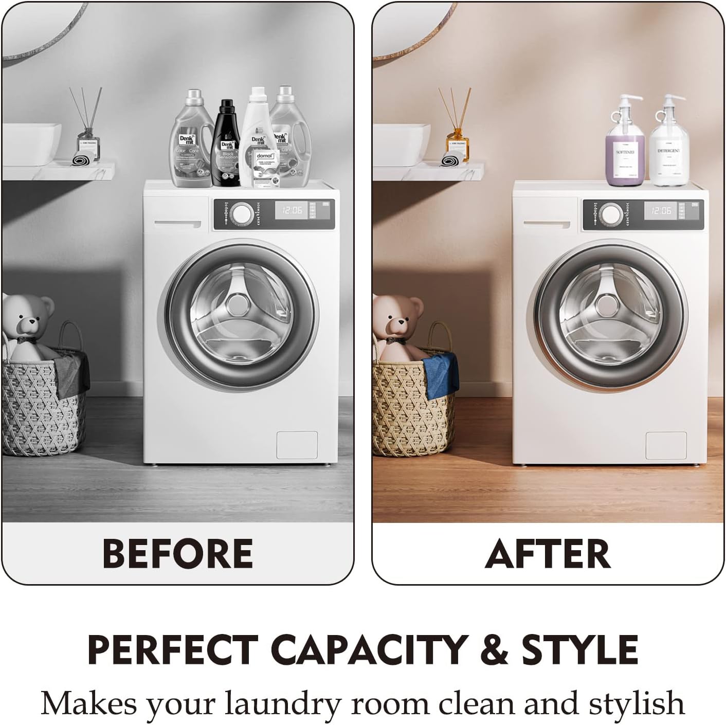2 Pcs Glass Liquid Laundry Detergent Dispenser, Half Gallon Laundry Soap Dispenser for Laundry Room (64 oz. Each), Laundry Detergent Bottles with Pump Dispenser -Includes Labels, Funnel, Measuring Cup - Image 4