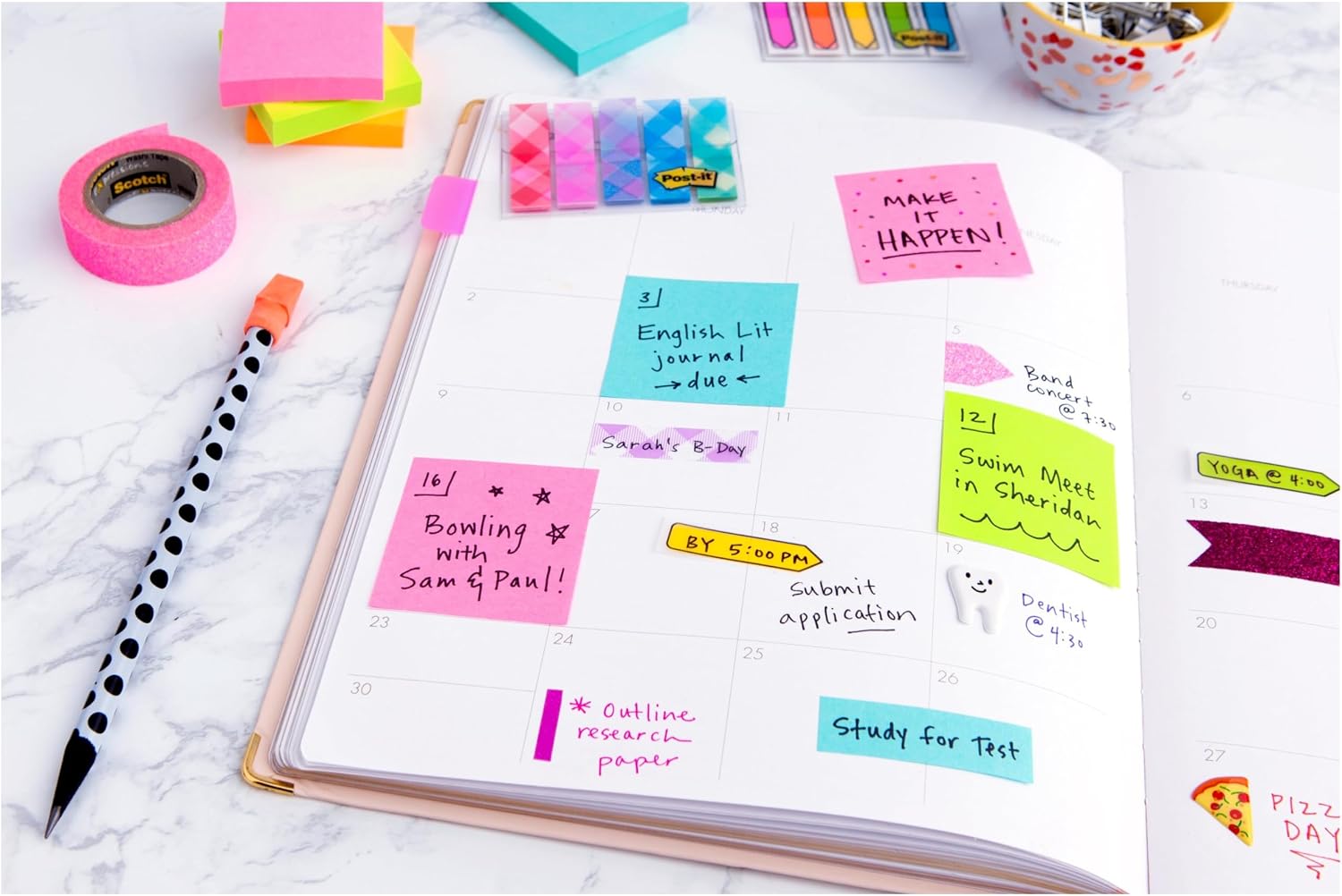 Post-it Super Sticky Notes, 5 Sticky Note Pads, 3 x 3 in., School Supplies, Office Products, Sticky Notes for Vertical Surfaces, Monitors, Walls and Windows, Tropical Pink - Image 19
