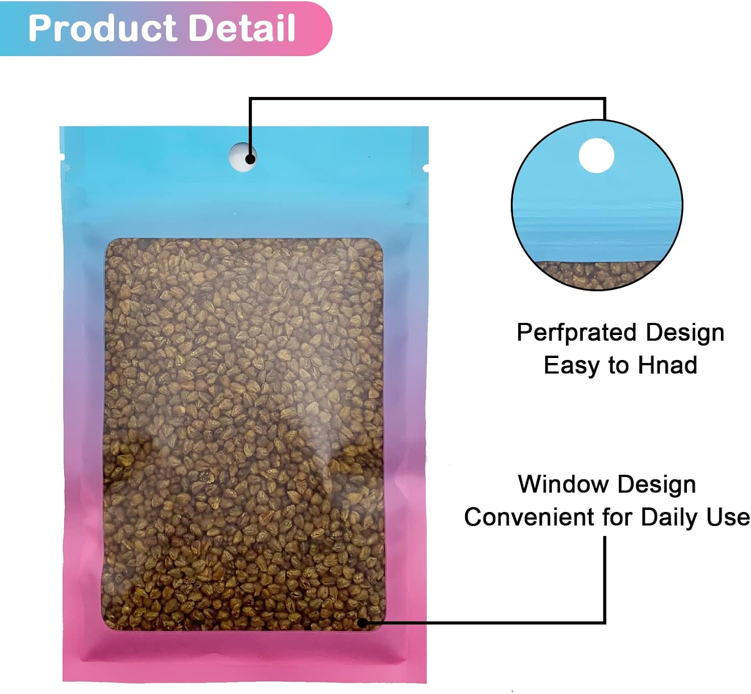 100 Pcs Resealable Mylar Bags, Gradient Color Food Storage Bags, Zip Bag Foil Bags Packaging Pouch for Food Storage, Sample, Small Business (Blue Pink, 2.7 X 3.9 Inch) - Image 5