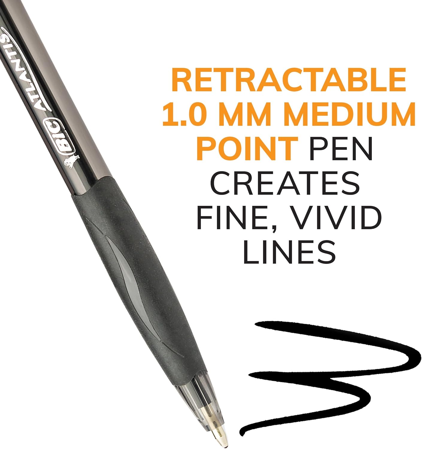 BIC Glide Black Retractable Ballpoint Pens, Medium Point (1.0mm), 4-Count Pack, Ultra Smooth Writing Black Pens - Image 3