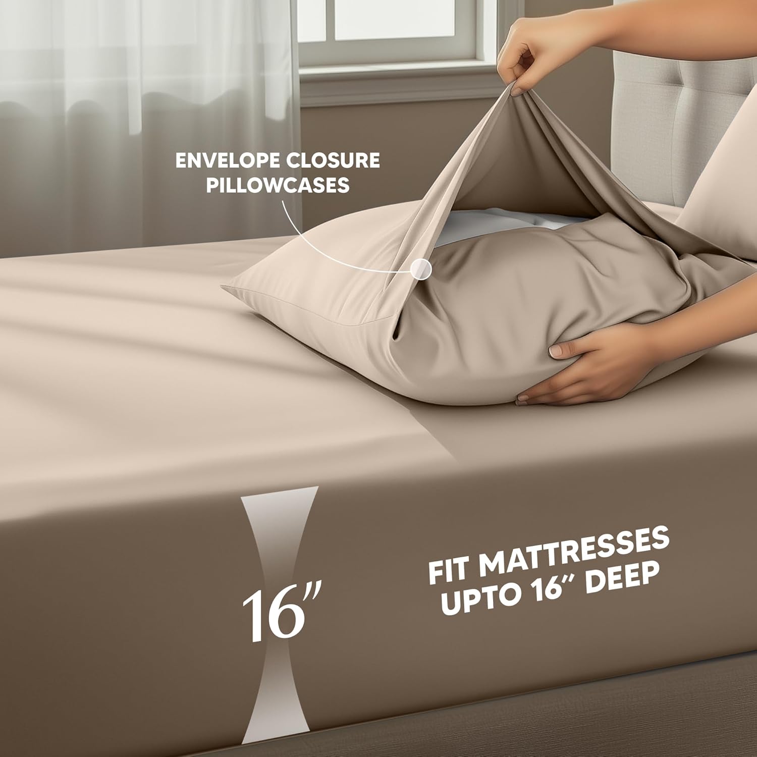 Utopia Bedding Twin XL Sheet Set – Dorm Room Essentials for Students, 3 Piece Soft & Breathable Microfiber College Bedding, 1 Fitted Sheet, 1 Flat Sheet & 1 Pillowcase – Oeko Tex (Beige) - Image 5