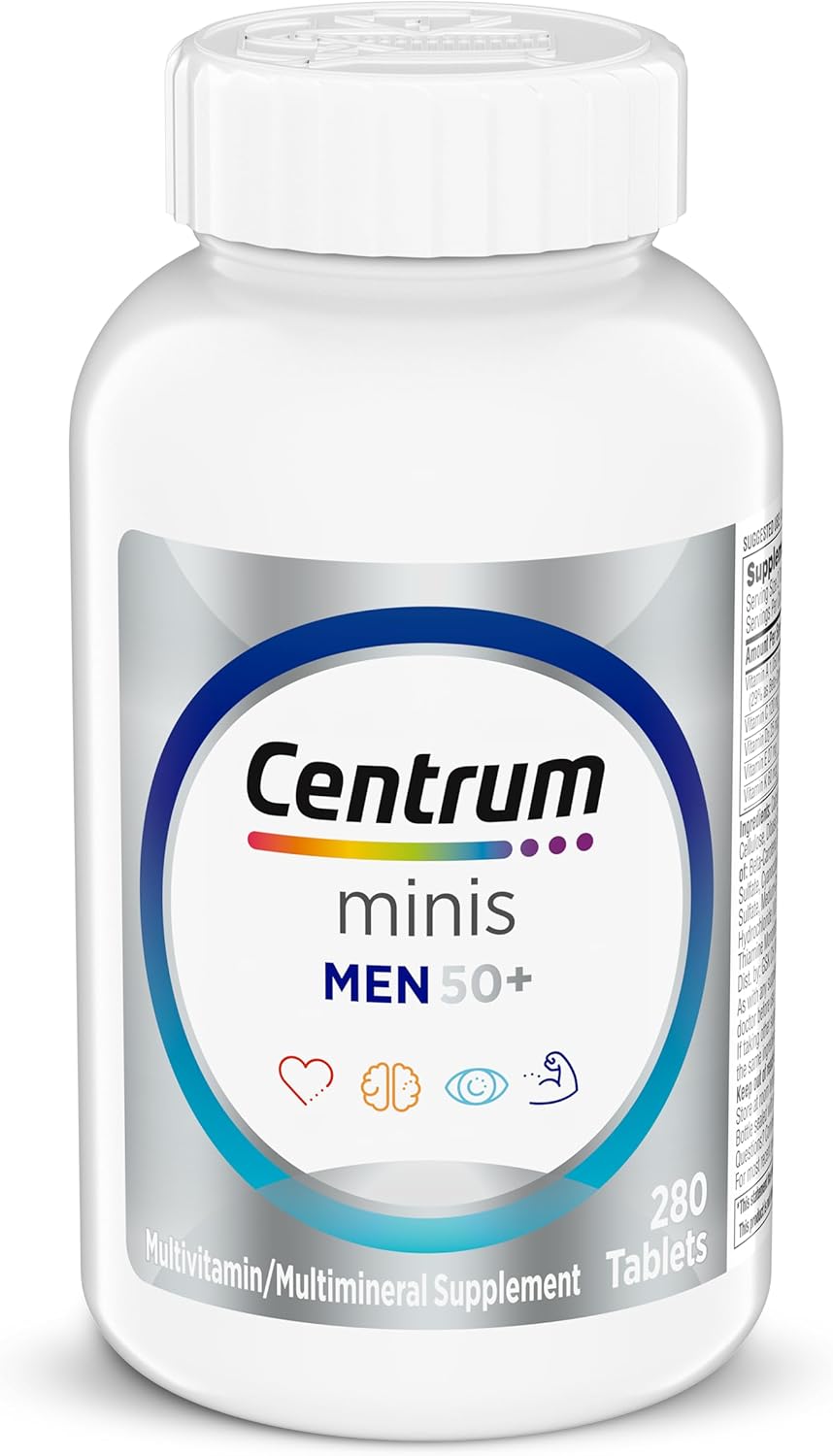 Centrum Minis Silver Multivitamin for Men 50 Plus, Multivitamin/Multimineral Supplement, Vitamin D3, B-Vitamins and Zinc, Non-GMO Ingredients, Supports Memory and Cognition in Older Adults – 280 Ct Centrum Minis Silver Multivitamin for Men 50 Plus, Multivitamin/Multimineral Supplement, Vitamin D3, B-Vitamins and Zinc, Non-GMO Ingredients, Supports Memory and Cognition in Older Adults – 280 Ct