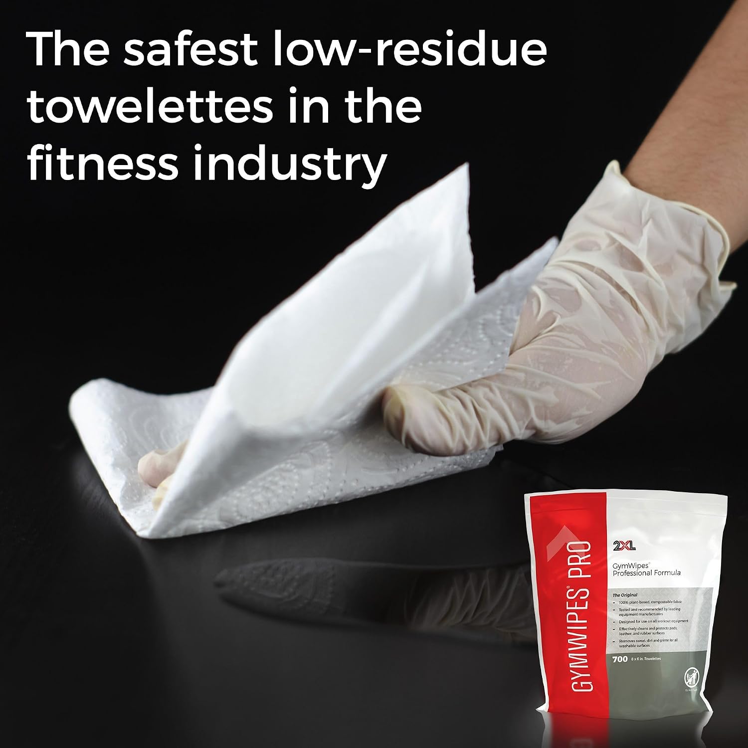 2XL GymWipes Professional Towelettes Bucket Refill – Plant-Based Compostable Fabric – Large Low-Residue Wipes for Multi-Surface Use - Image 5