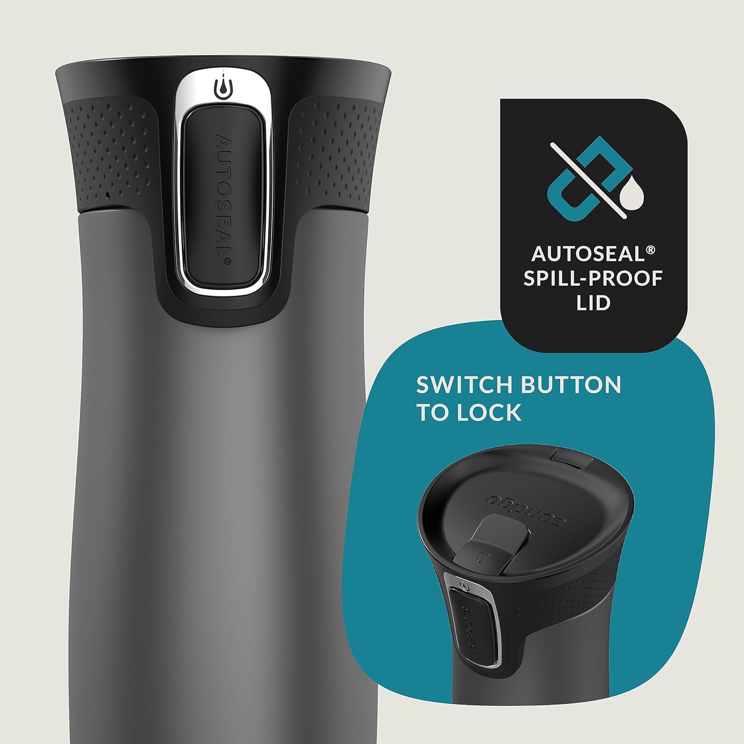 Contigo West Loop 2.0 Leak-Proof Spill-Proof Insulated Stainless Steel Travel Mug, 16oz., 2 Pack, Agave Metallic & Sake Metallic - Image 3