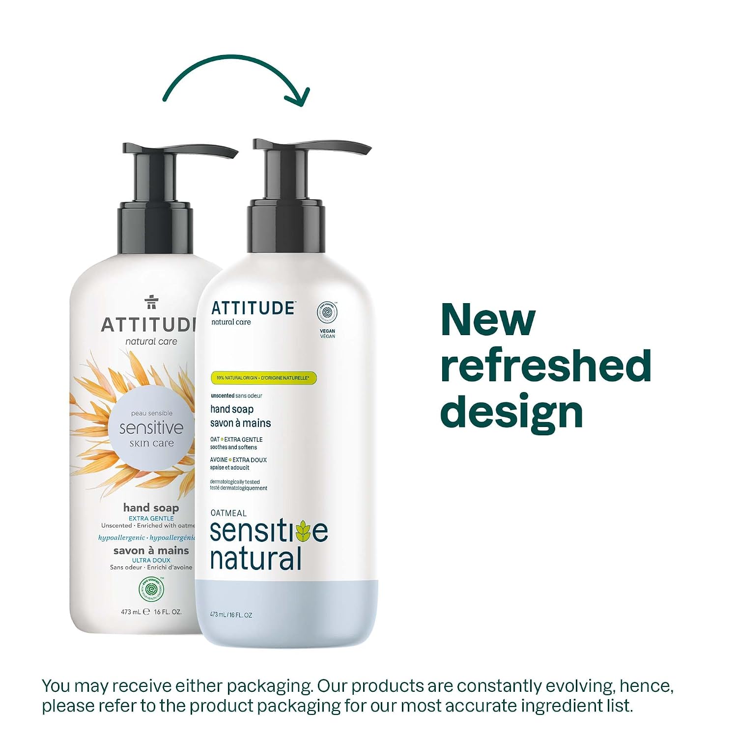 ATTITUDE Hand Soap for Sensitive Skin Enriched with Oat, EWG Verified, Dermatologically Tested, Vegan, Extra Gentle, Unscented, 16 Fl Oz - Image 3