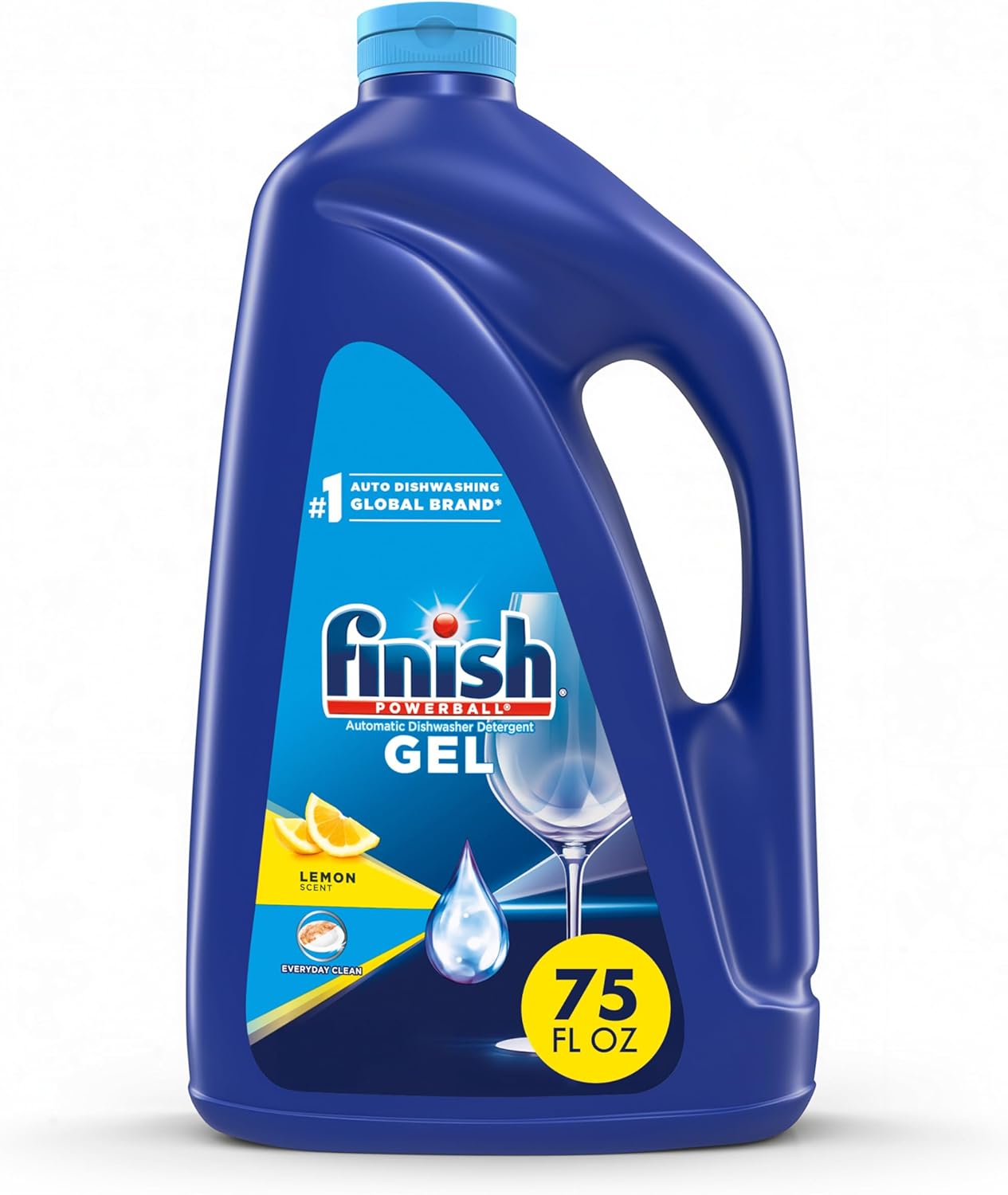 Finish Gel Liquid Dishwasher Detergent, Advanced Deep Cleaning Power Dish Soap, Fights Tough Stains, Dishwasher Soap, Plastic-Free & Septic Safe Dish Detergent, Lemon Scent, 75oz - Image 2