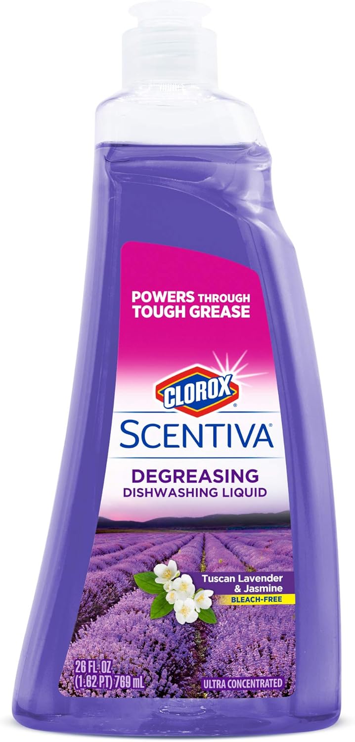 Clorox Scentiva Liquid Dish Soap, Tuscan Lavender and Jasmine Scent - Ultra-Concentrated Dishwashing Liquid That Cuts Through Grease and Food Residue, Bleach-Free, 26 Fl Oz - Image 2