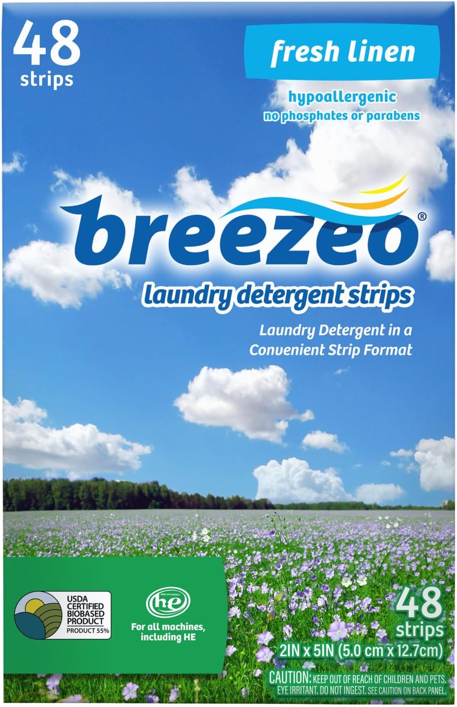 Breezeo Laundry Detergent Strips (48 strips) - Fresh Linen Scent - More Convenient than Pods, Pacs, Liquids or Powders – Great for Home, Dorm, Travel, Camping & Hand-Washing - Image 2