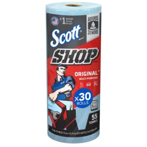 Scott Shop Original Blue Towels (75130), 9.4″x11″ Cloth-like Paper Towel (30 Rolls of 55 Sheets, 1,650 Sheet Total)