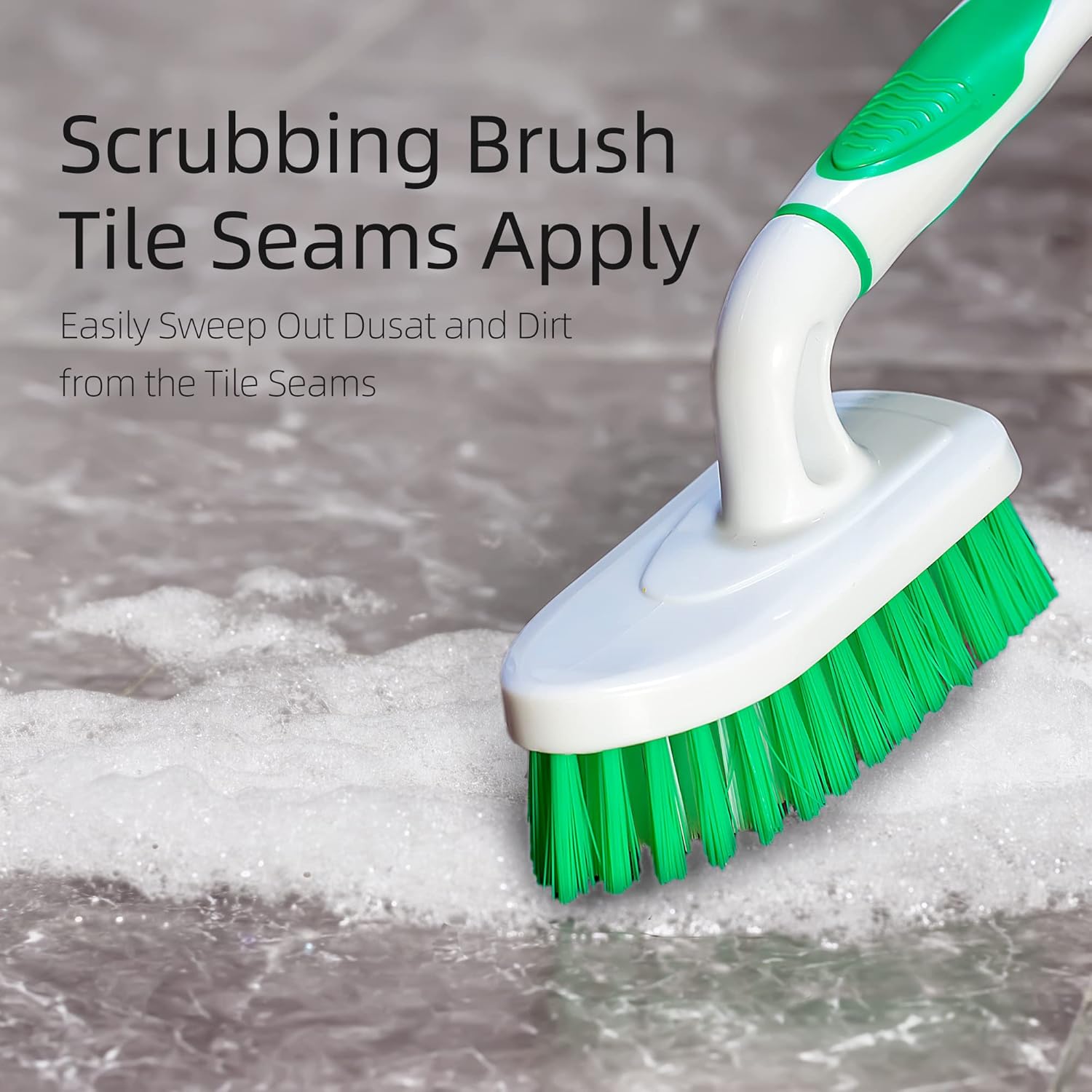 2-Pack Scrub Brush for Cleaning with Long Handle,Medium Firm Brush Bathroom Cleaning Supplies and Bathtub Cleaner and Shower Cleaning Brush,Multi-Scene Use for Kitchen or Carpet Brush,White&Green - Image 7