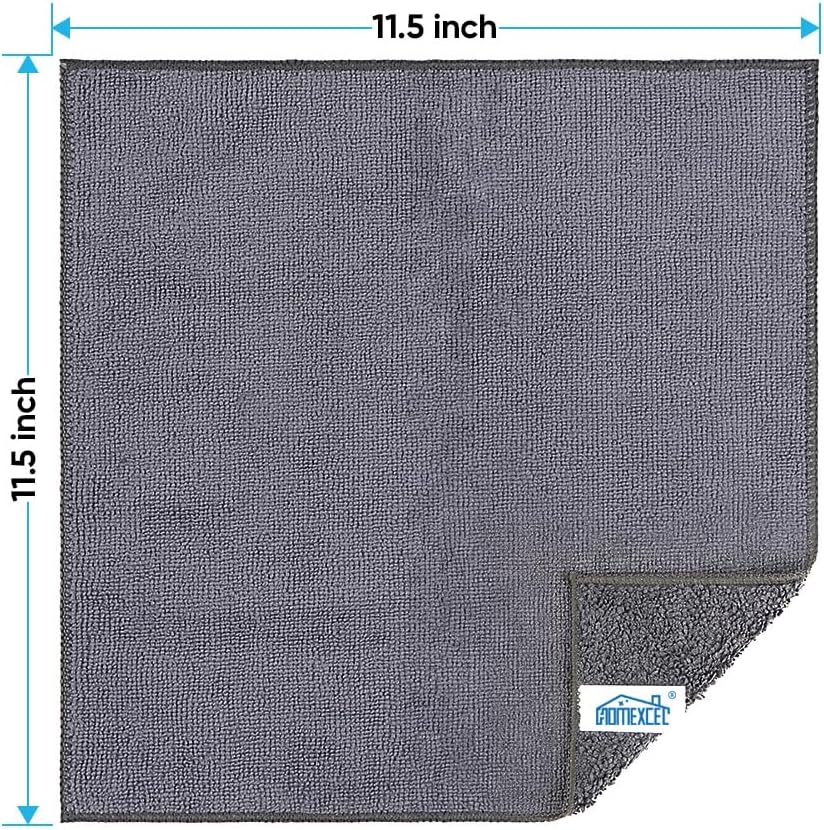 HOMEXCEL Grey Microfiber Cleaning Cloth, 12 Pack Premium Microfiber Towels for Cars, Lint Free, Scratch-Free, Highly Absorbent, Reusable Cleaning Rags for Car, Household, Kitchen, Window, 11.5"X11.5" - Image 7