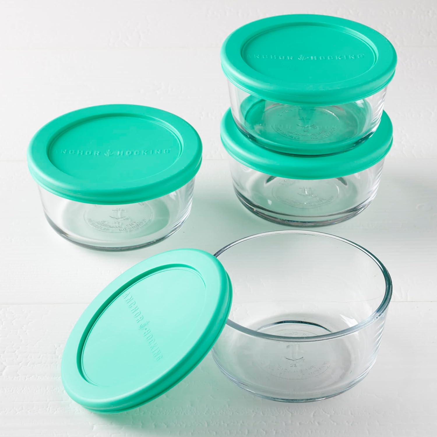 Anchor Hocking 2 Cup Glass Storage Containers with Lids, Set of 4 Glass Food Storage Containers with Mint SnugFit Lids - Image 8