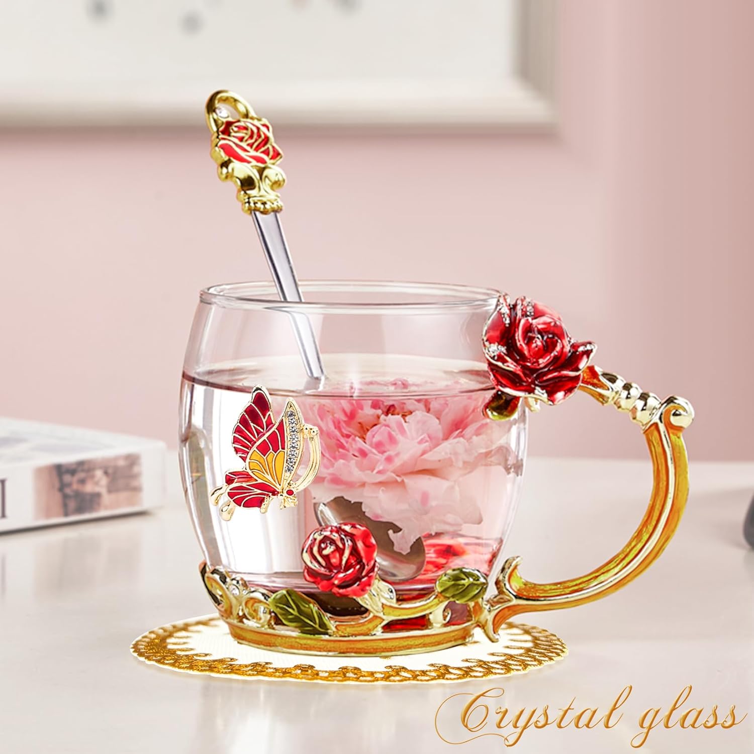 OEAGO Gifts for Mom Women Mothers Day Valentines Day Gifts Glass Coffee Enamels Mug Best Birthday Valentine's for Her Girlfriend Wife from Daughter Son Tea Cup Christmas Stocking Stuffers - Image 5