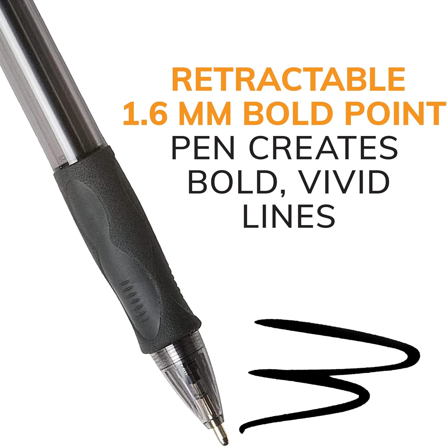 BIC Glide Bold Black Ballpoint Pens, Bold Point (1.6mm), 4-Count Pack, Retractable Ballpoint Pens With Comfortable Full Grip - Image 9