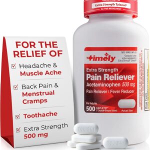 TIME-Cap Labs 500 Caplets Extra Strength Acetaminophen 500mg – Pain Reliever & Fever Reducer for Adults, Helps with Headaches, Backaches, Muscle Pain, Toothaches, Arthritis & Menstrual Cramps
