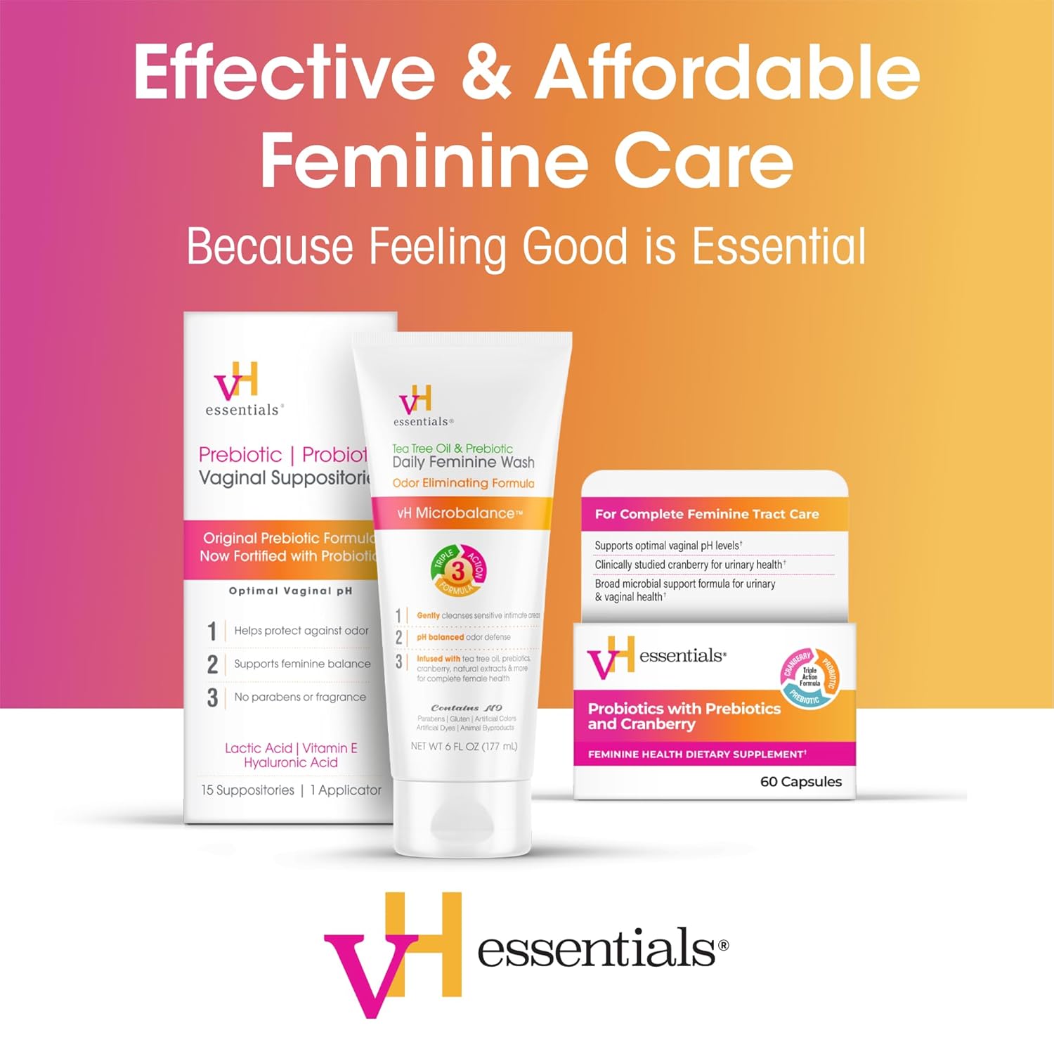 vH Essentials Daily Feminine Wash - 6 Fl Oz - Fragrance-Free, Odor Eliminating Body & Vaginal Wash with Tea Tree Oil, Prebiotics and Lactic Acid for pH Balance, Odor Defense and Vaginal Health - Image 7