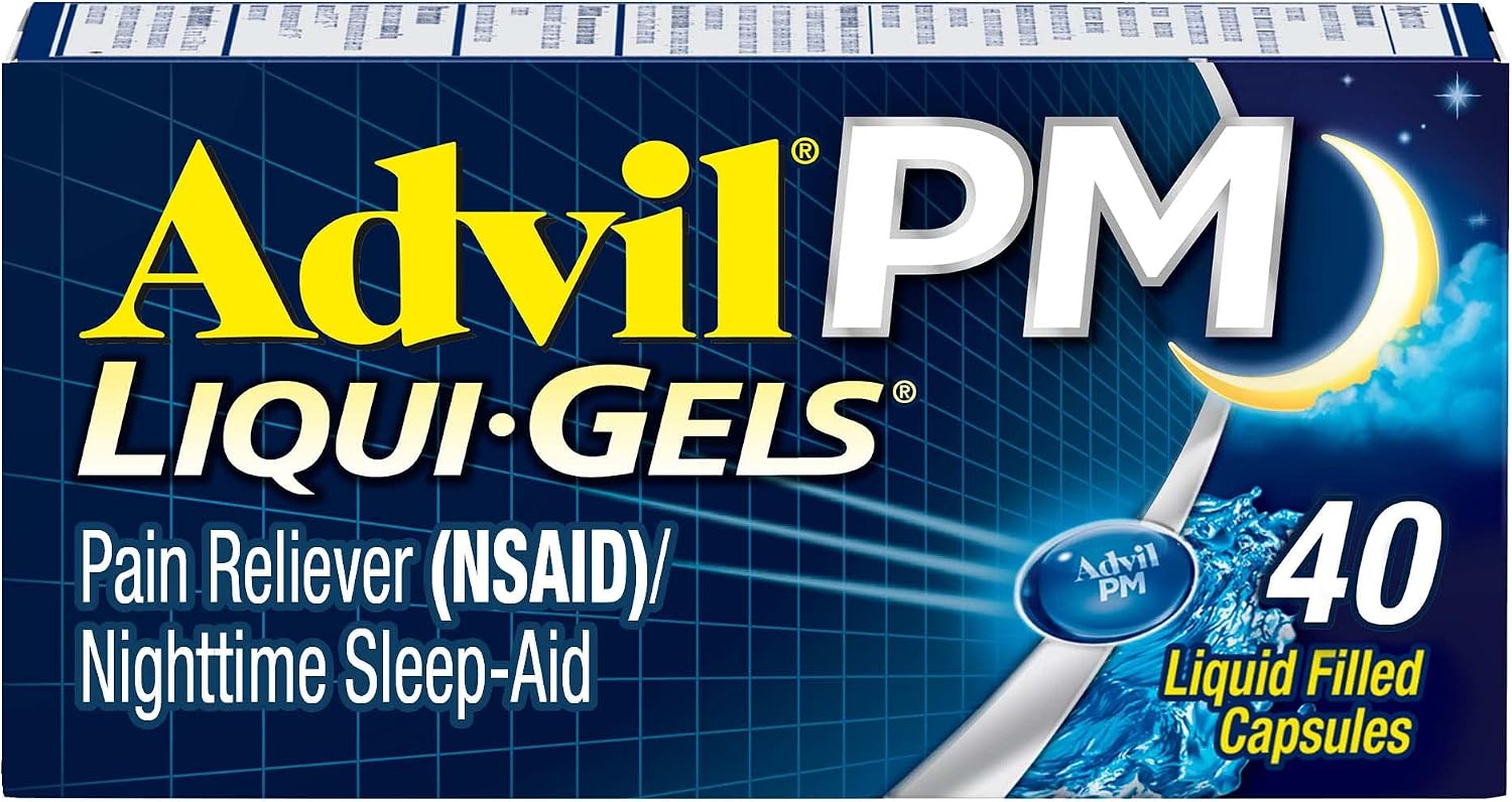 Advil PM Liqui-Gels Pain Reliever and Nighttime Sleep Aid, Pain Medicine with Ibuprofen for Pain Relief and Diphenhydramine HCL for a Sleep Aid - 40 Liquid Filled Capsules - Back to College - Image 2