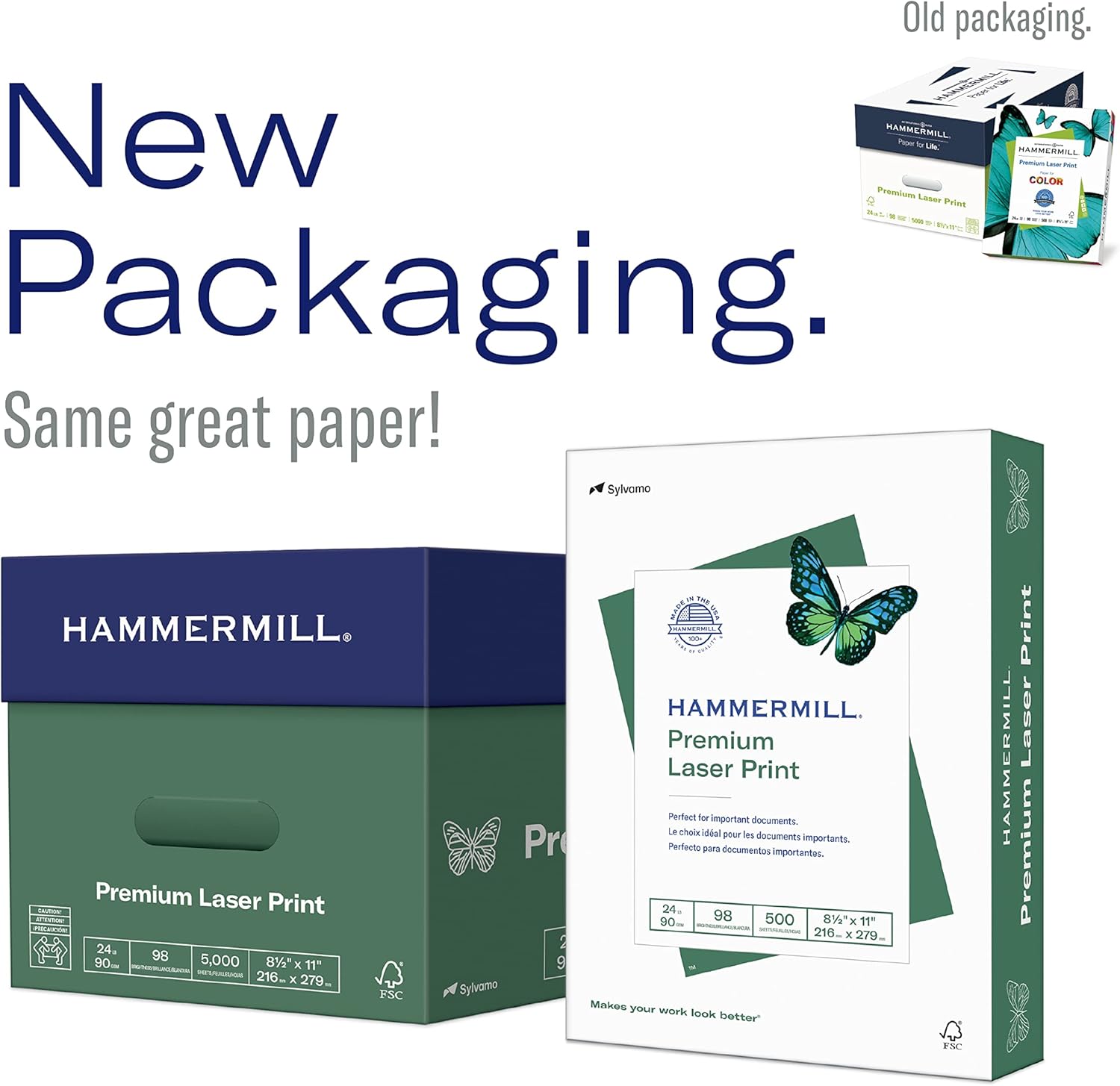 Hammermill Printer Paper, Premium Laser Print 24 lb, 8.5 x 11-5 Ream (2,500 Sheets) - 98 Bright, Made in the USA, 104640C - Image 5