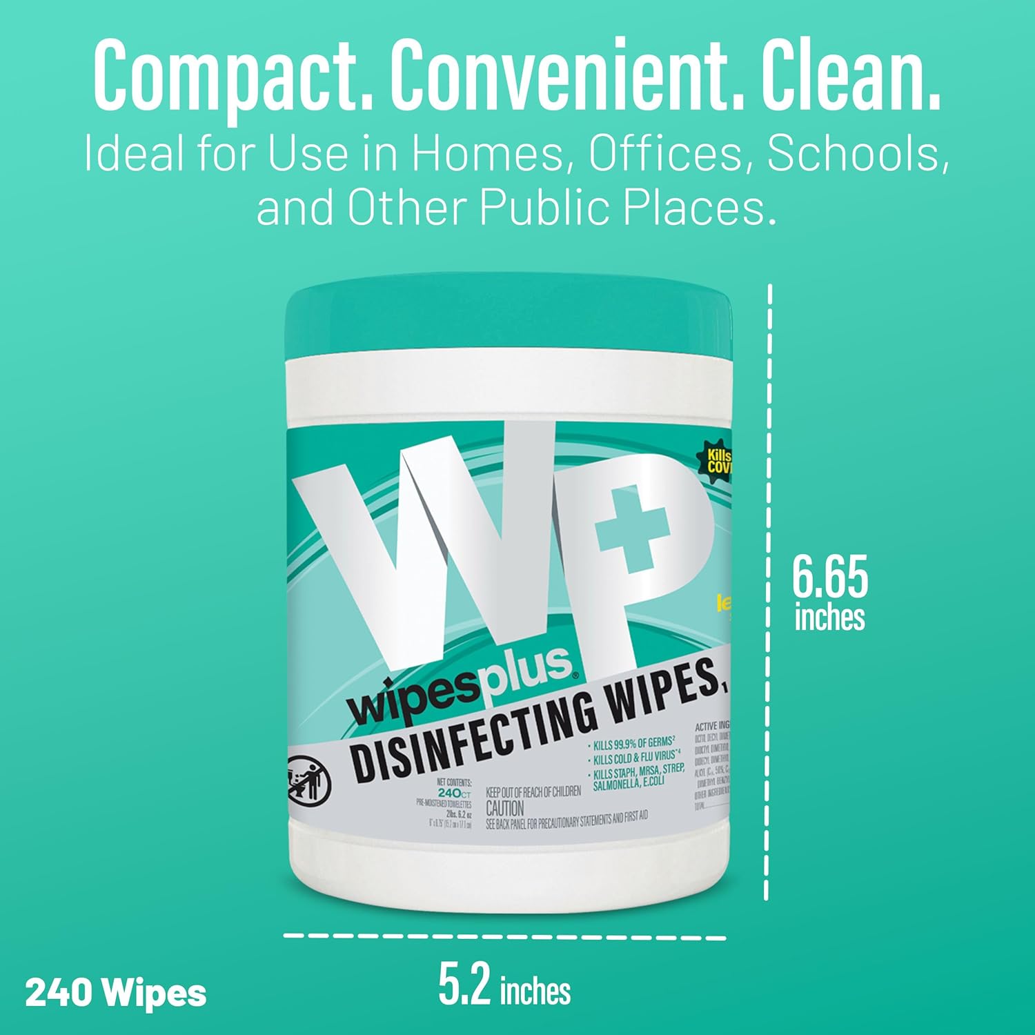 WIPESPLUS Disinfecting Surface Wipes Canister Bleach Free with Lemon Scent for Home and Business, 240 Count - Image 4