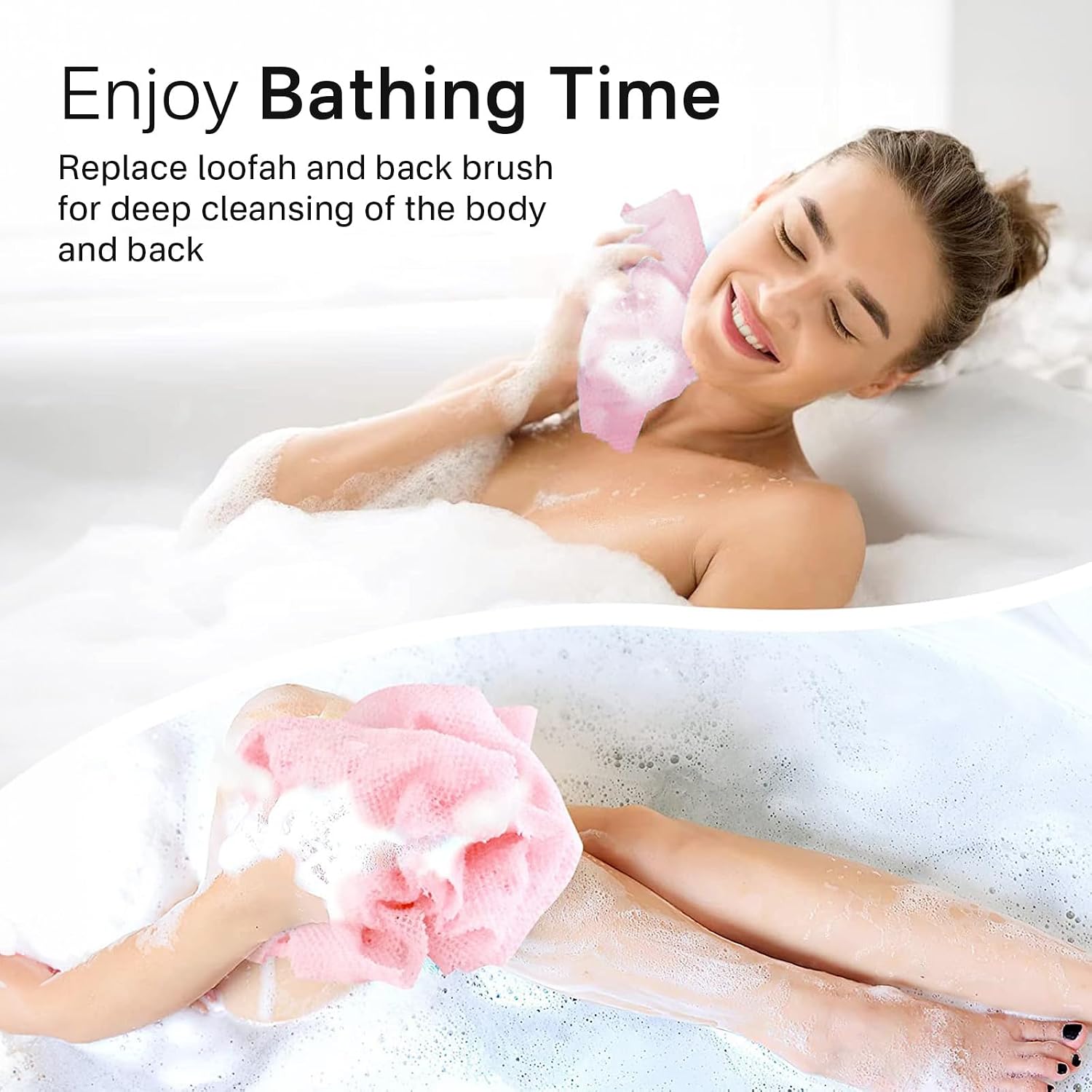 Yiclick Exfoliating Washcloth Towel, Exfoliating Body Scrubber, Back Scrubber for Shower Bath Washer, Japanese Exfoliating Wash Cloth, Korean Body Scrubber Exfoliator, Body Scrub Loofah Luffa Colors - Image 8