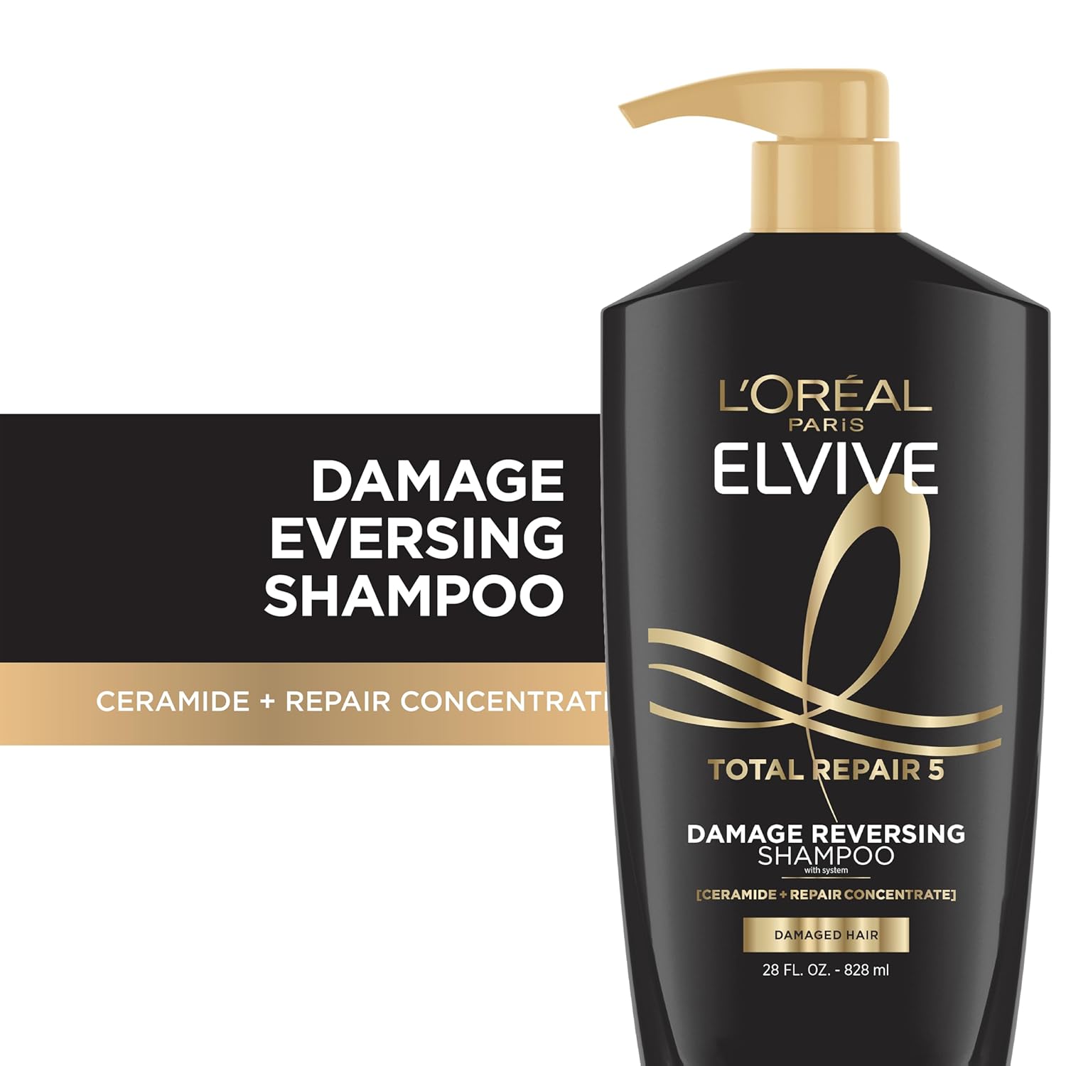L'Oreal Paris Elvive Total Repair 5 Damage Reversing Shampoo and Conditioner Set for Dry and Damaged Hair, Hair Repair Formula with Protein and Ceramide, 56 Fl Oz Set - Image 3