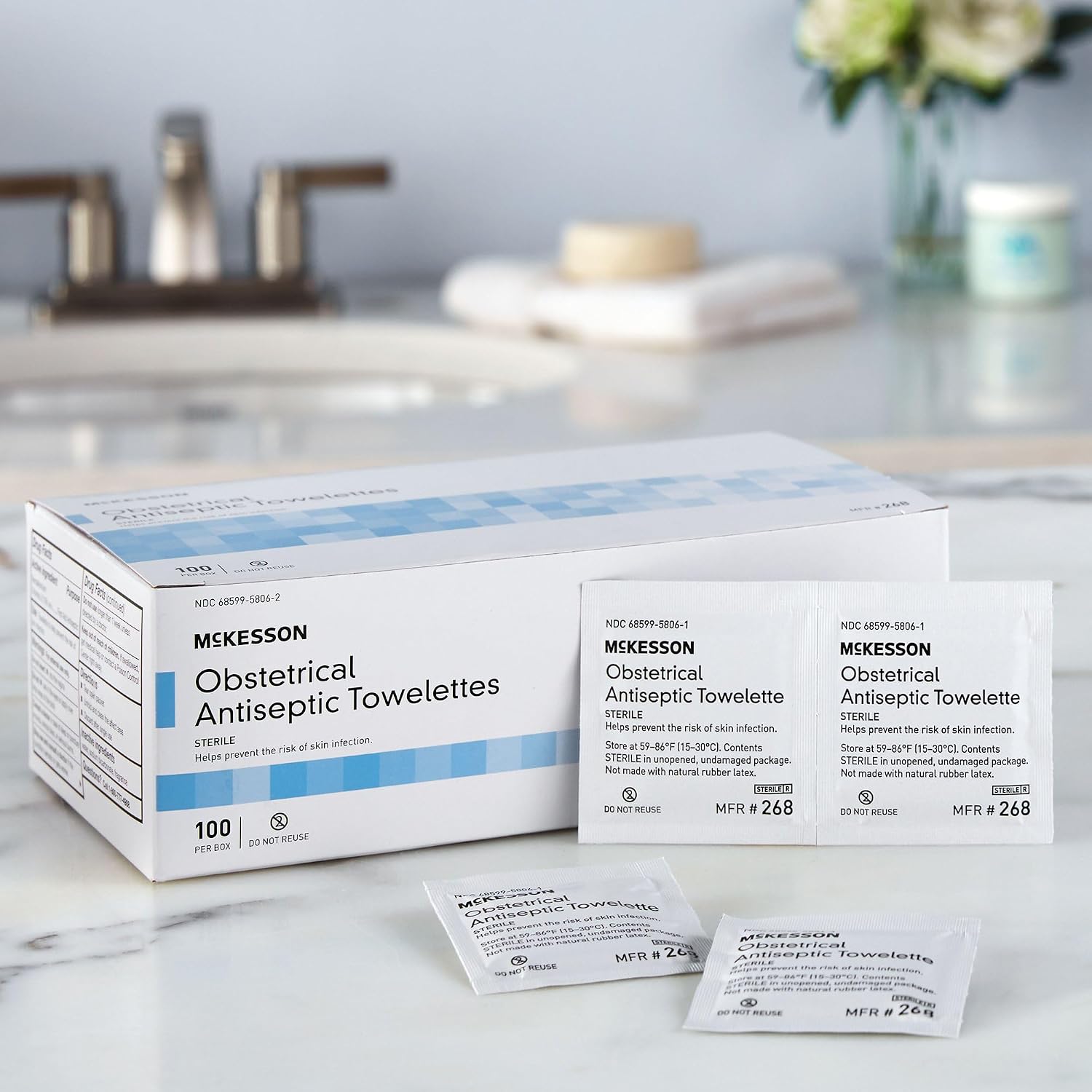 McKesson Obstetrical Antiseptic Towelettes Wipes, Sterile, Individual Packet, Clean Scent, 100 Count, 1 Pack - Image 3