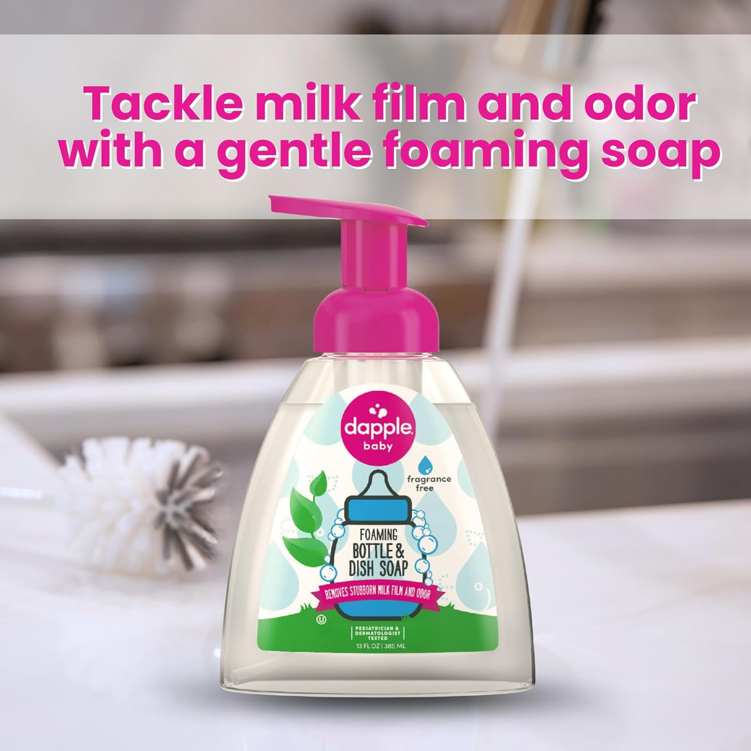 Dapple Baby Fragrance-Free Foaming Baby Bottle & Dish Soap - 13 fl oz - Cleans Bottles, Sippy Cups, Pacifiers, Breast Pumps, & More - Gently Removes Milk Film & Odors - Fragrance Free - Image 3