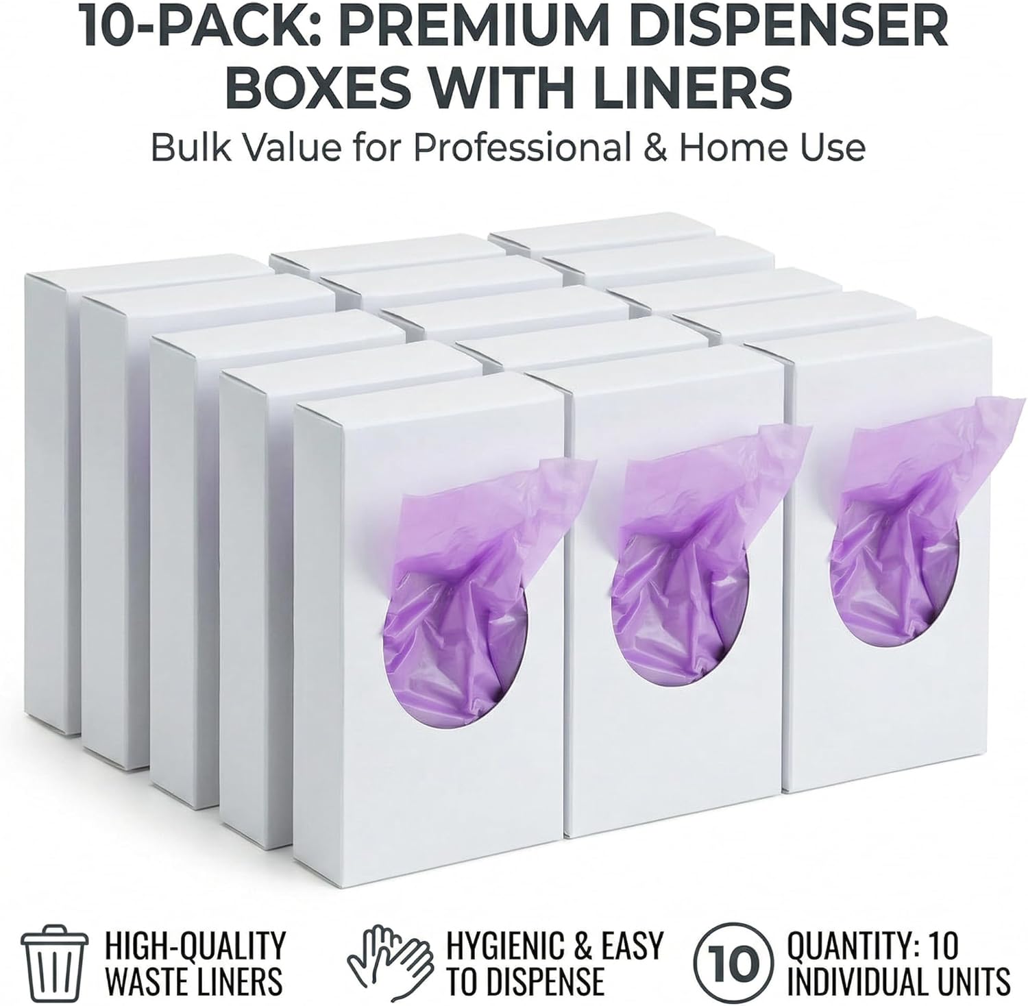 Universal Feminine Disposal Bags for Menstrual Care Products- 10 Pack- Purple- 30ct Refill Box- for Disposal of Tampons, Pads, Hygiene Products - Image 4