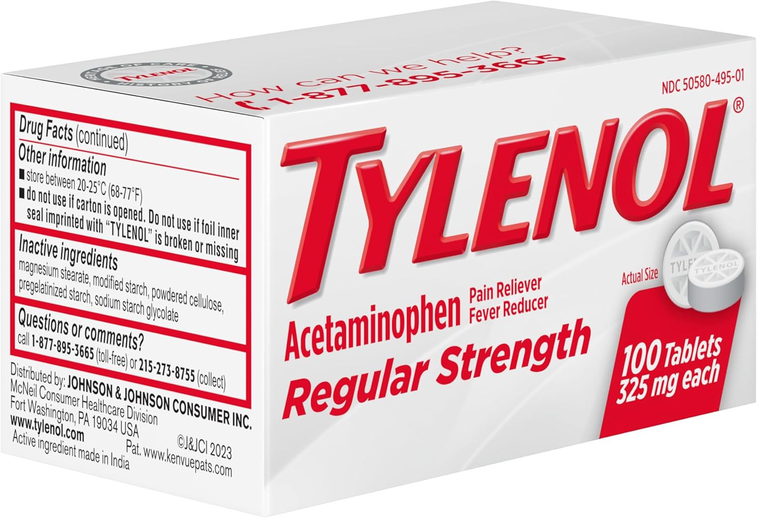 Tylenol Regular Strength Tablets with 325 mg of Acetaminophen, Fever Reducer & Pain Reliever for Headache, Backache, Muscle Aches, Joint Pain & Menstrual Cramps, 100 ct - Image 7