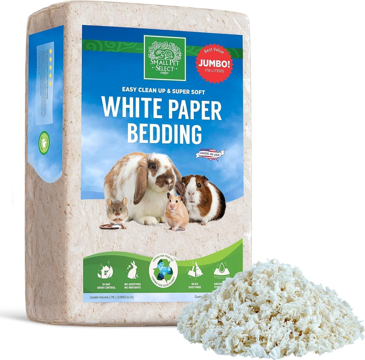 Small Pet Select Unbleached White Paper Bedding, 178L - Image 2