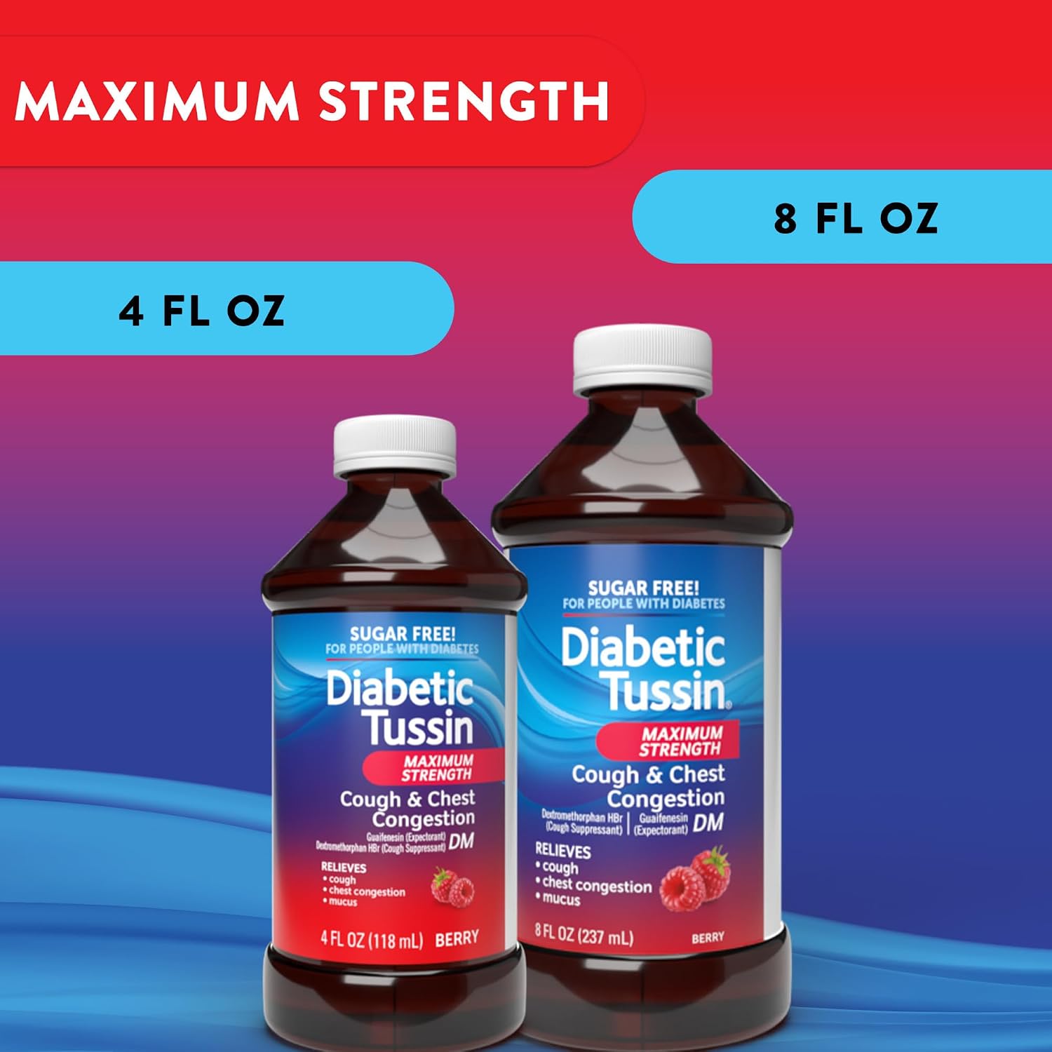 Diabetic Tussin DM Max Strength Cough & Chest Congestion Relief, Safe for Diabetics, Berry Flavored, 8 fl oz. (Pack of 1) - Image 7