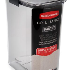 Rubbermaid Brilliance 16-Cup Airtight Food Storage Container with Lid Clear/Grey – optimal for pantry organization flour sugar and food storage