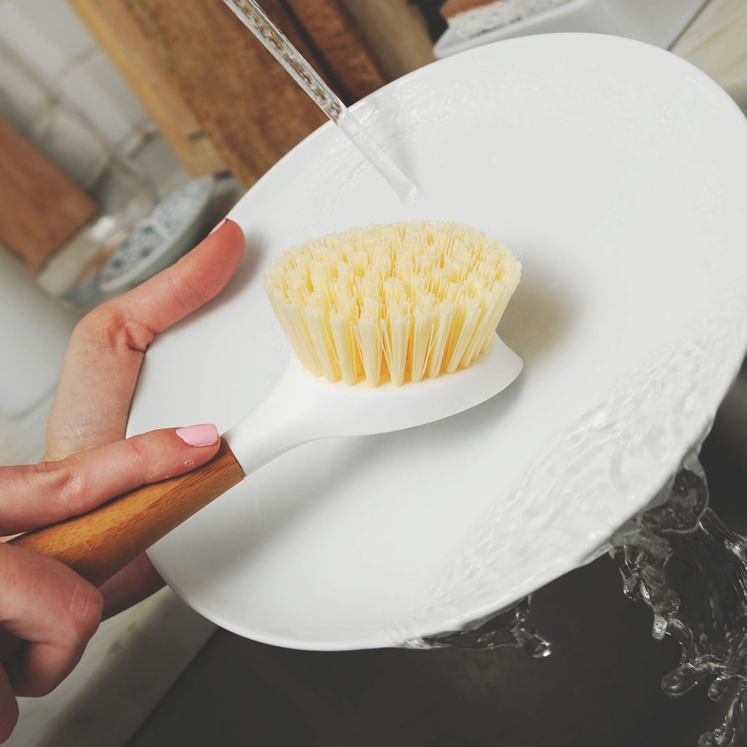 Full Circle Daily Dish Brush-Bamboo Handle Dish Brush–Sustainable Kitchen Cleaning with Tough Bristles-Natural Dish Scrubber,Nonstick & Cast Iron Cleaner-Long Handle Brush for Dishes,Pots,and Pans - Image 8