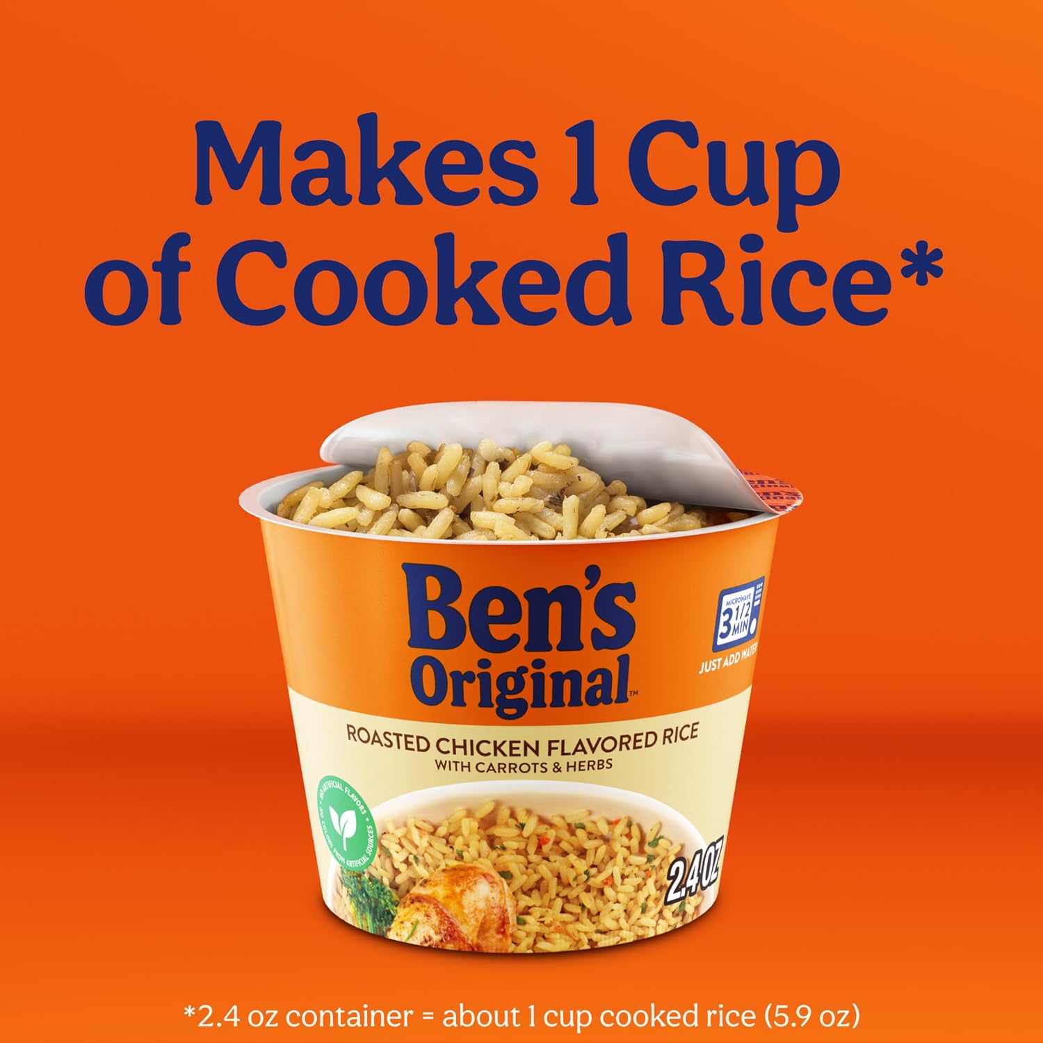 BEN'S ORIGINAL Roasted Chicken Flavored Rice Single Serve Cup, Snack or Side, Microwave in 3.5 Minutes, 2.4 oz (Pack of 8) - Image 9