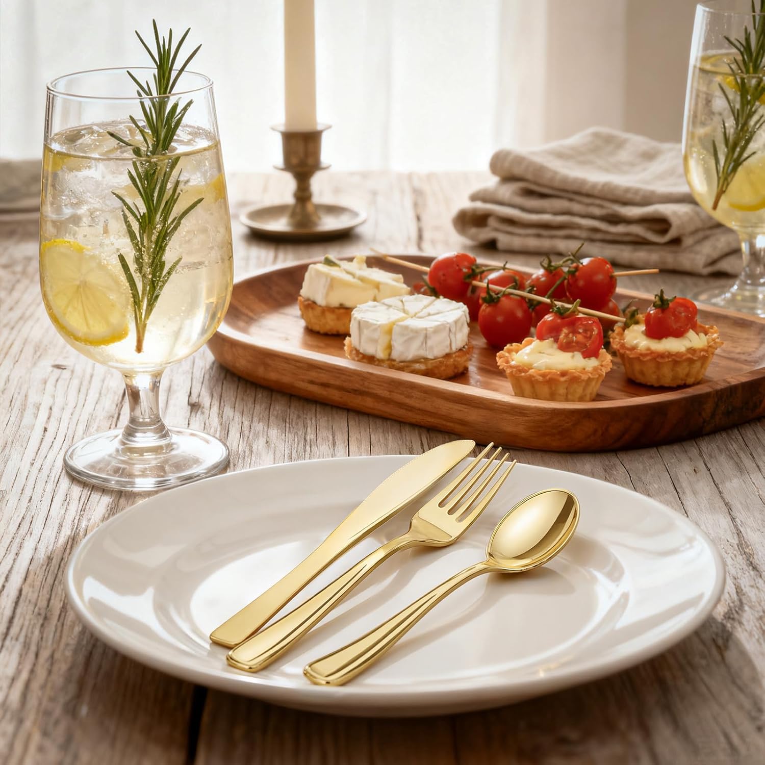 WDF 180 Count Gold Plastic Silverware Set - Heavy Duty Disposable Cutlery (60 Forks, 60 Knives, 60 Spoons) - BPA-Free Gold Flatware for Wedding, Party, Baby Shower, Thanksgiving - Image 8