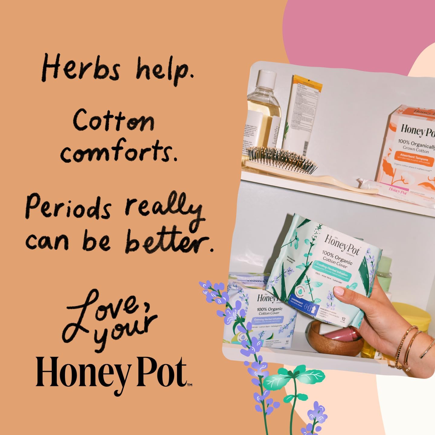 The Honey Pot Company - Herbal Everyday Panty Liners for Women - Infused w/Essential Oils for Cooling Effect & Organic Cotton Cover - Feminine Care - 30 ct - Image 9