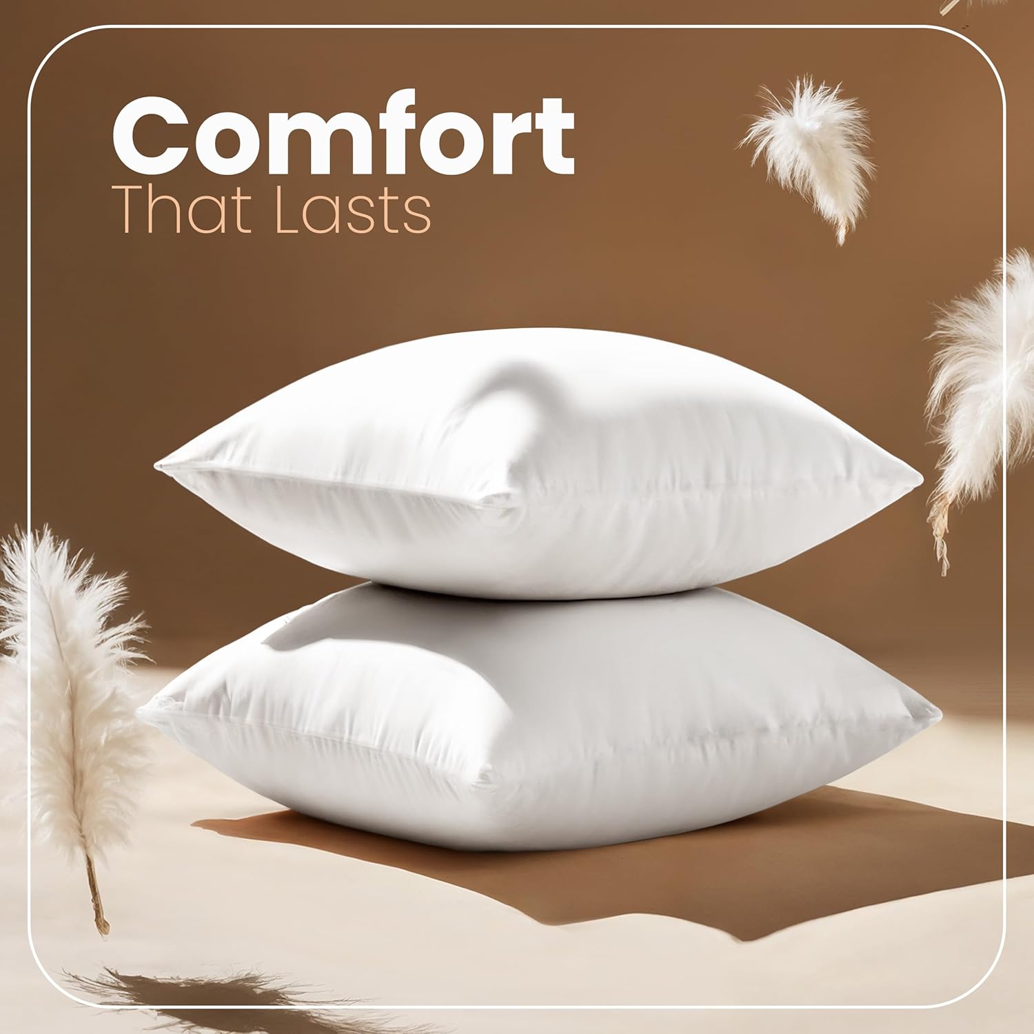 Utopia Bedding 24x24 Pillow Inserts, Set of 2, White – Indoor Decorative Throw Pillows for Bed, Sofa & Couch – Soft, Supportive & Fluffy Cushion Inserts - Image 5