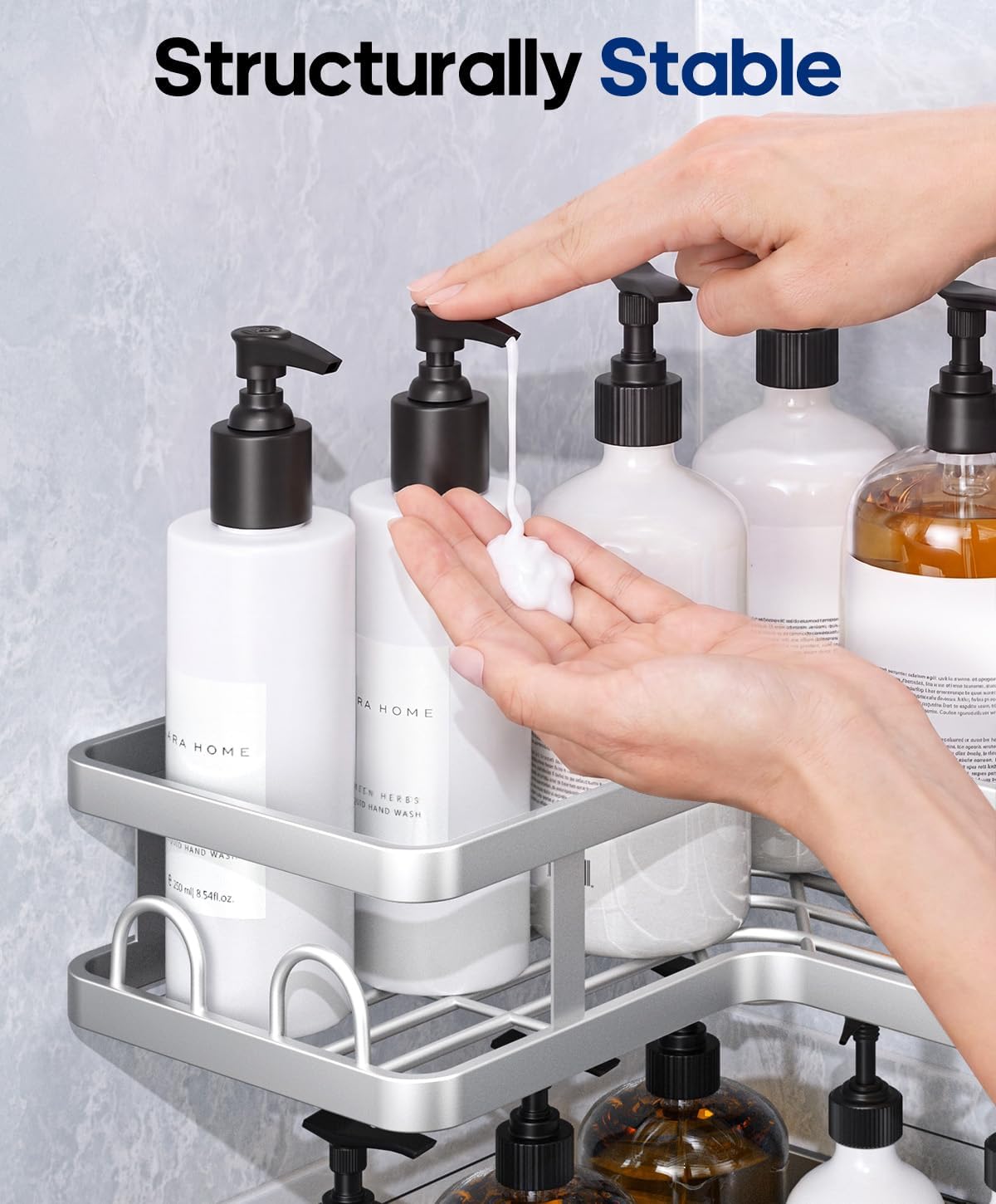 3 Pack Corner Shower Caddy Organizer, Rustproof Corner Shower Shelves, No Drilling Bathroom Corner Shelf with Hooks and Toothpaste Holder - Image 7