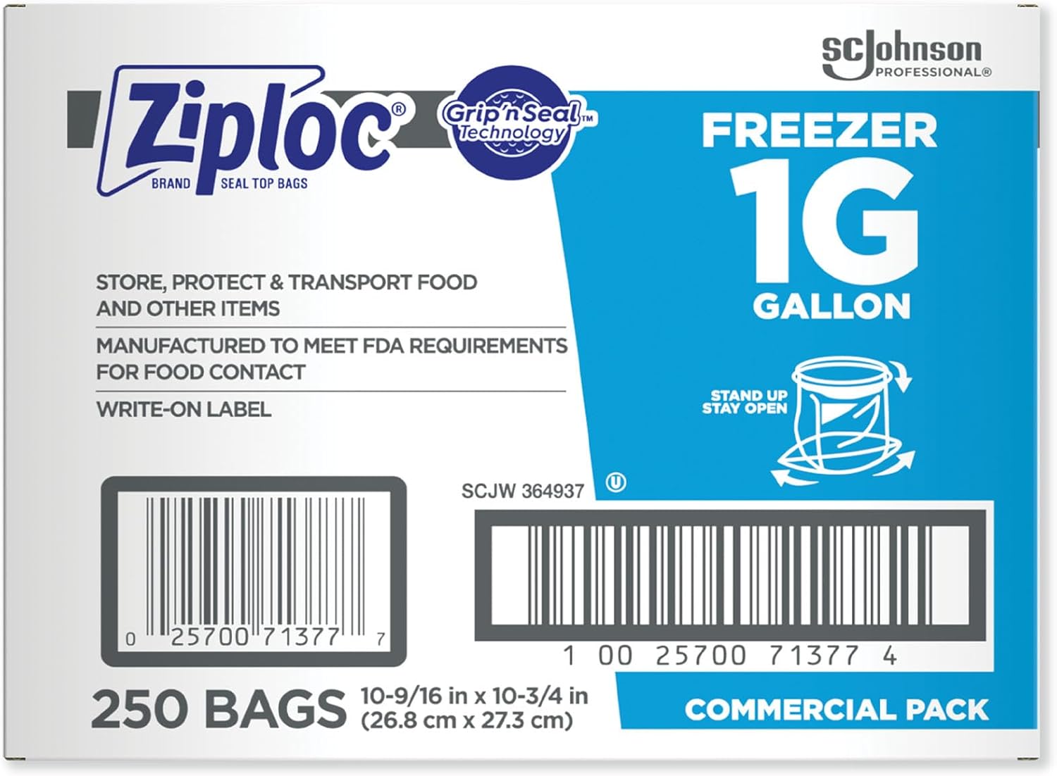 SC Johnson Professional Ziploc Brand Food Storage Freezer Bags, 1 Gallon Freezer Bags, Ziploc Brand Bags, Commercial Pack, 250 Count Box, for Professional Use Only - Image 10