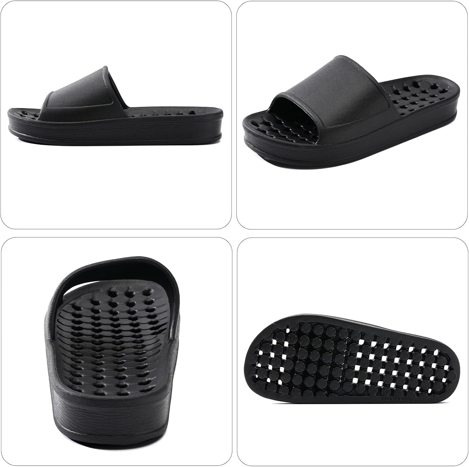 Shower Shoes for Women and Men with Drain Holes Massage Slide Sandals Soft Cushioned Anti-Slip Pool Slides Comfort Thick Soled Waterproof Gym Shower Shoes Quick Drying Bathroom Spa Slippers - Image 2