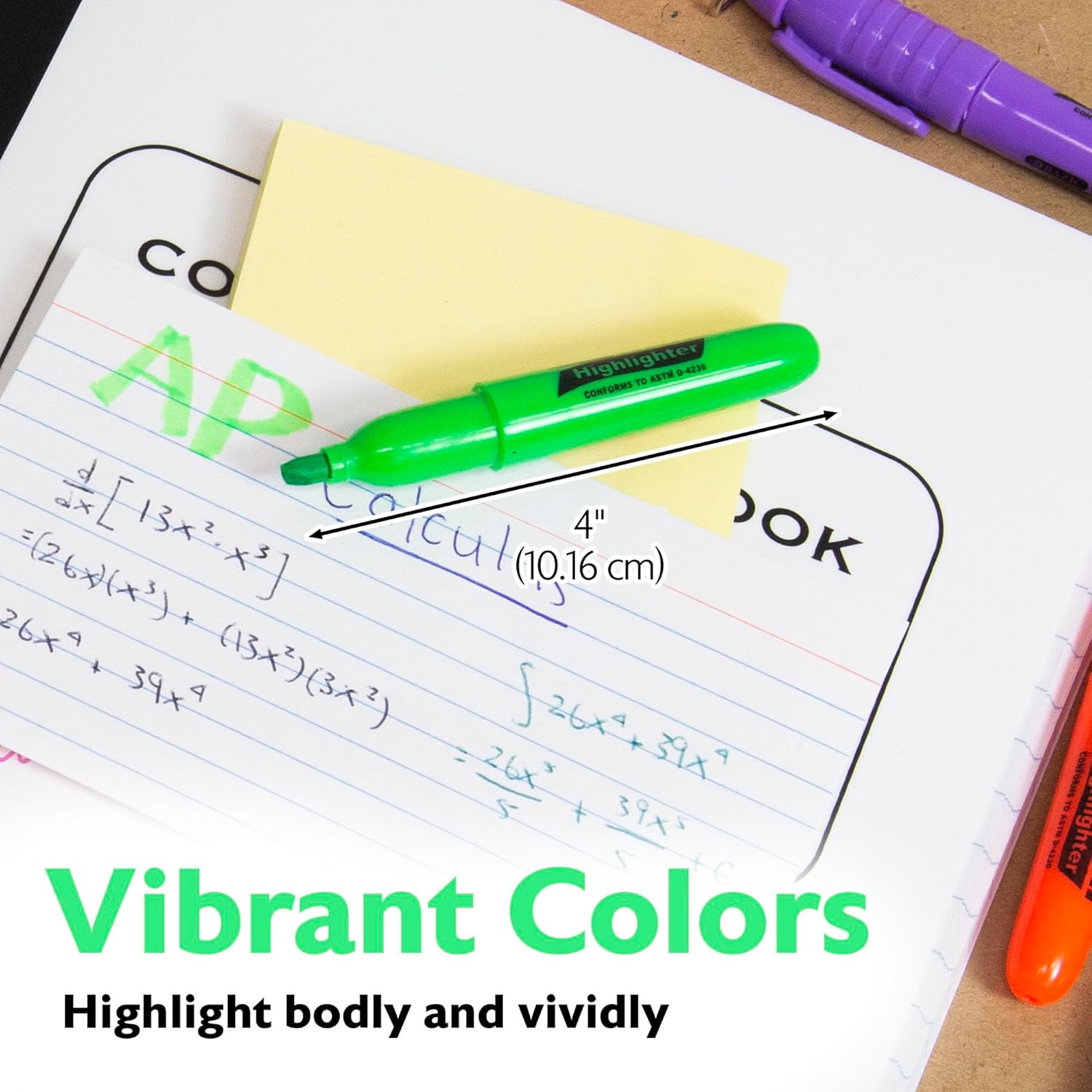 BAZIC PRODUCTS Mini Fluorescent Highlighters with Cap Clip, 5 Count, for Study School Office, Quick Dry - Image 3