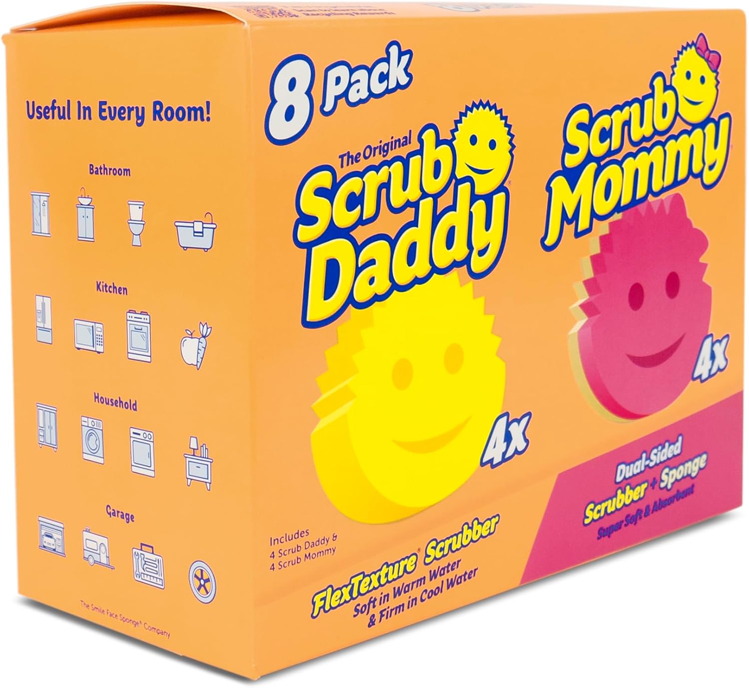 Scrub Daddy Original (4) + Scrub Mommy Kitchen Sponges (4) - Scratch-Free Dish Scrubber - Multipurpose Kitchen Cleaning Sponges - BPA Free Polymer Foam - Stain & Odor Resistant (8 Pack) - Image 2
