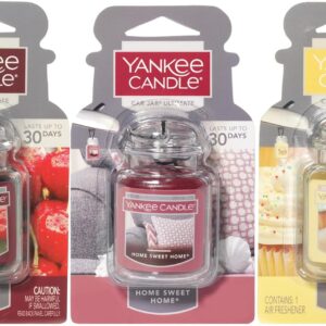 Yankee Candle Car Jar Ultimate, Vanilla, Black Cherry & Home Sweet Home, Hanging Air Freshener, Neutralizes Odors with Authentic Fragrance for Travel or Home, 3 Units (Variety Pack)