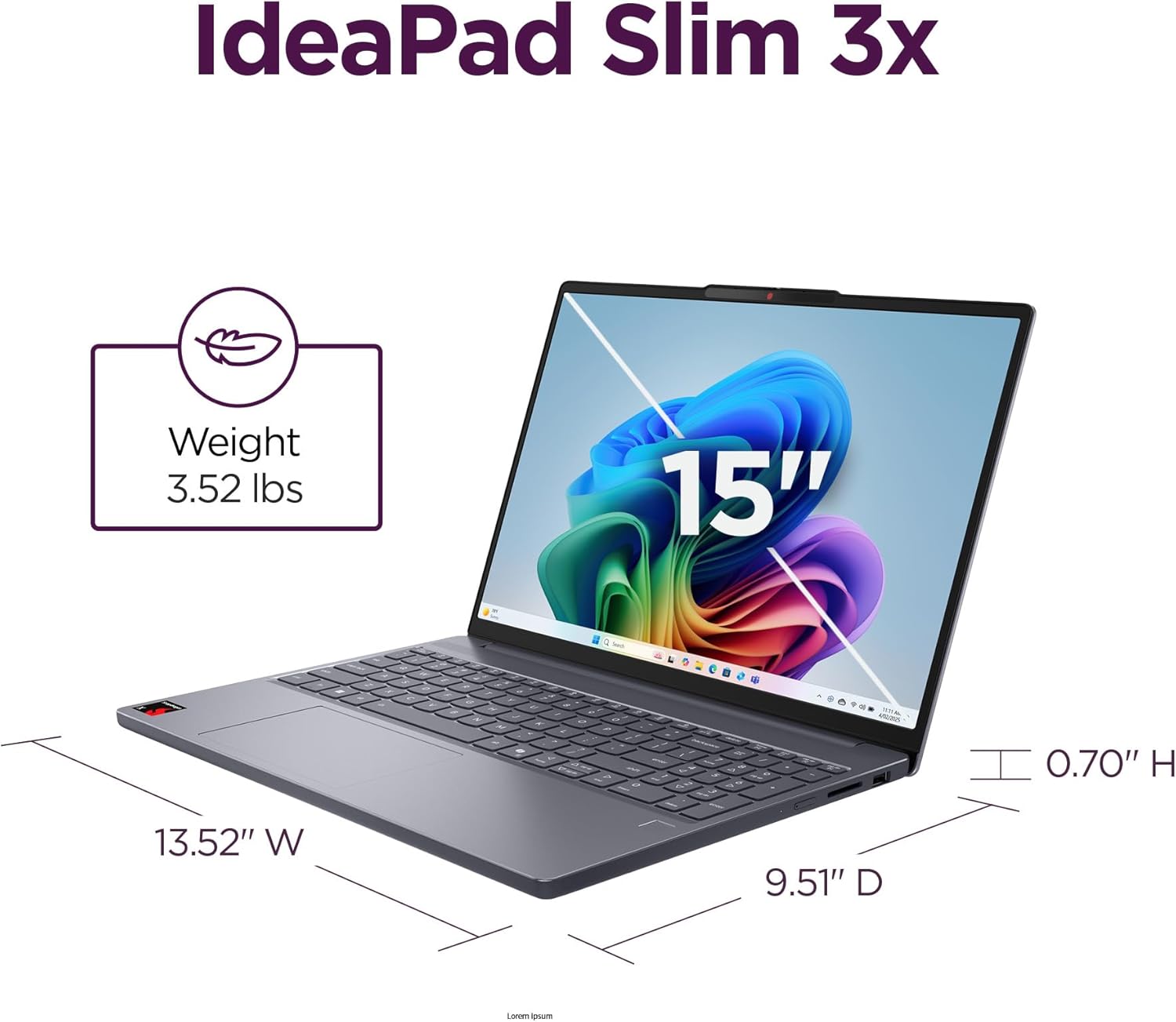 Lenovo IdeaPad Slim 3X - 2025 - Everyday AI Laptop - Copilot+ PC - 15.3" WUXGA Display - 16 GB Memory - 512 GB Storage - Snapdragon® X - Luna Grey - Image 13